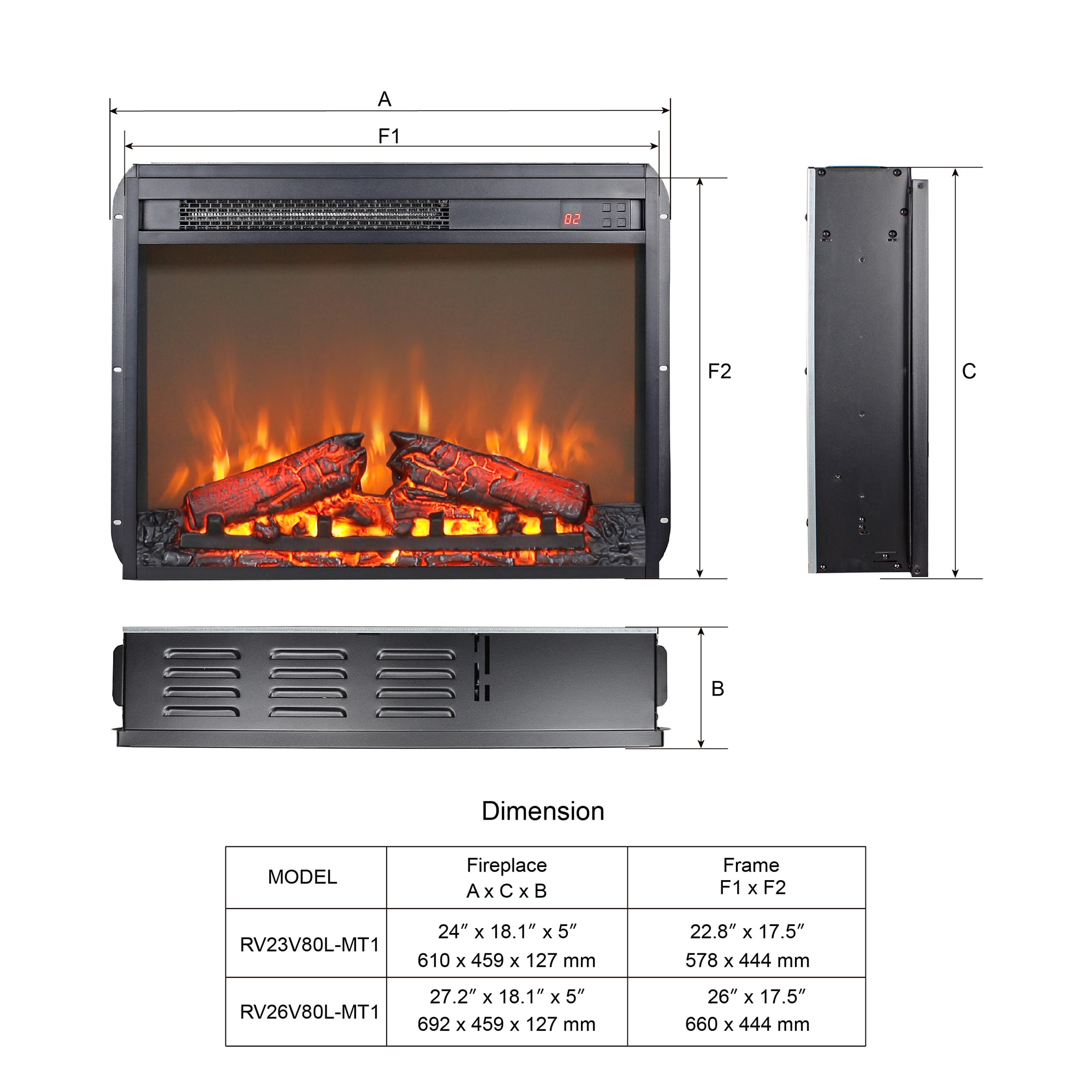 SINOFURN SYC070027BK Electric-Fireplace-Fireboxes - View #4