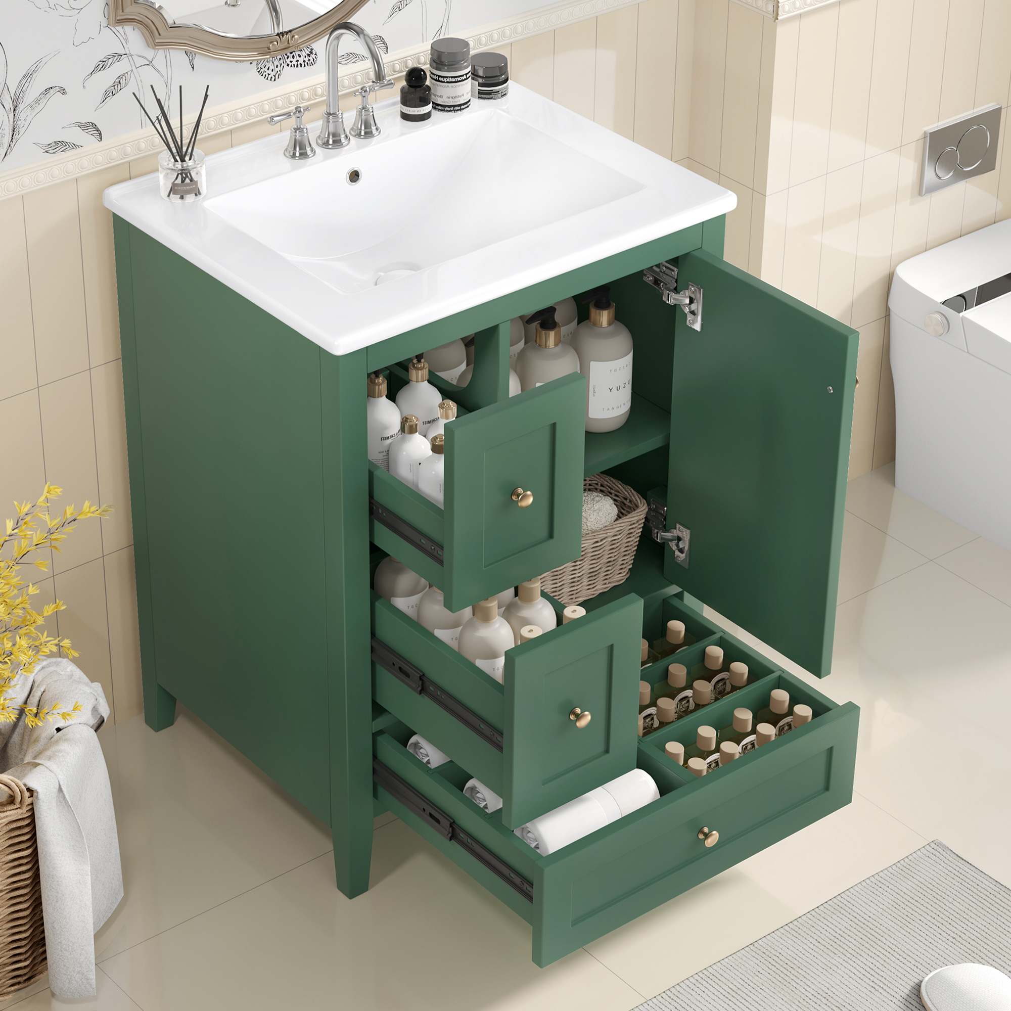 Misty Moon 24-Inch Bathroom Vanity with StorageAdjustable ...