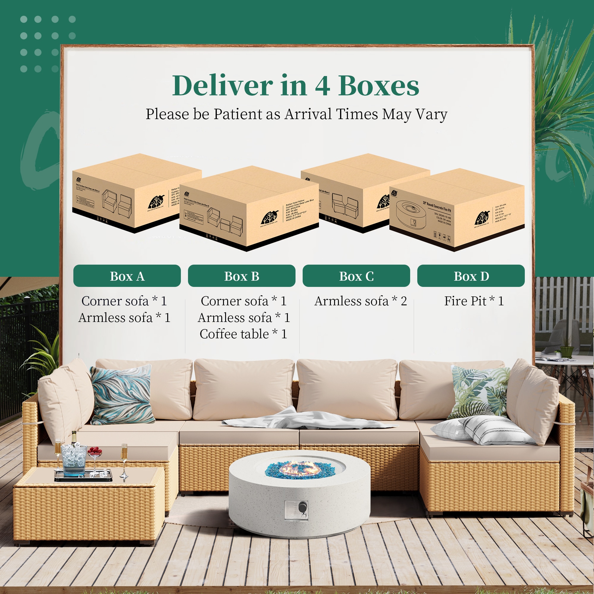 UPHA TBBE-ABC28SYMB-BEIGE Patio-Conversation-Sets - View #10
