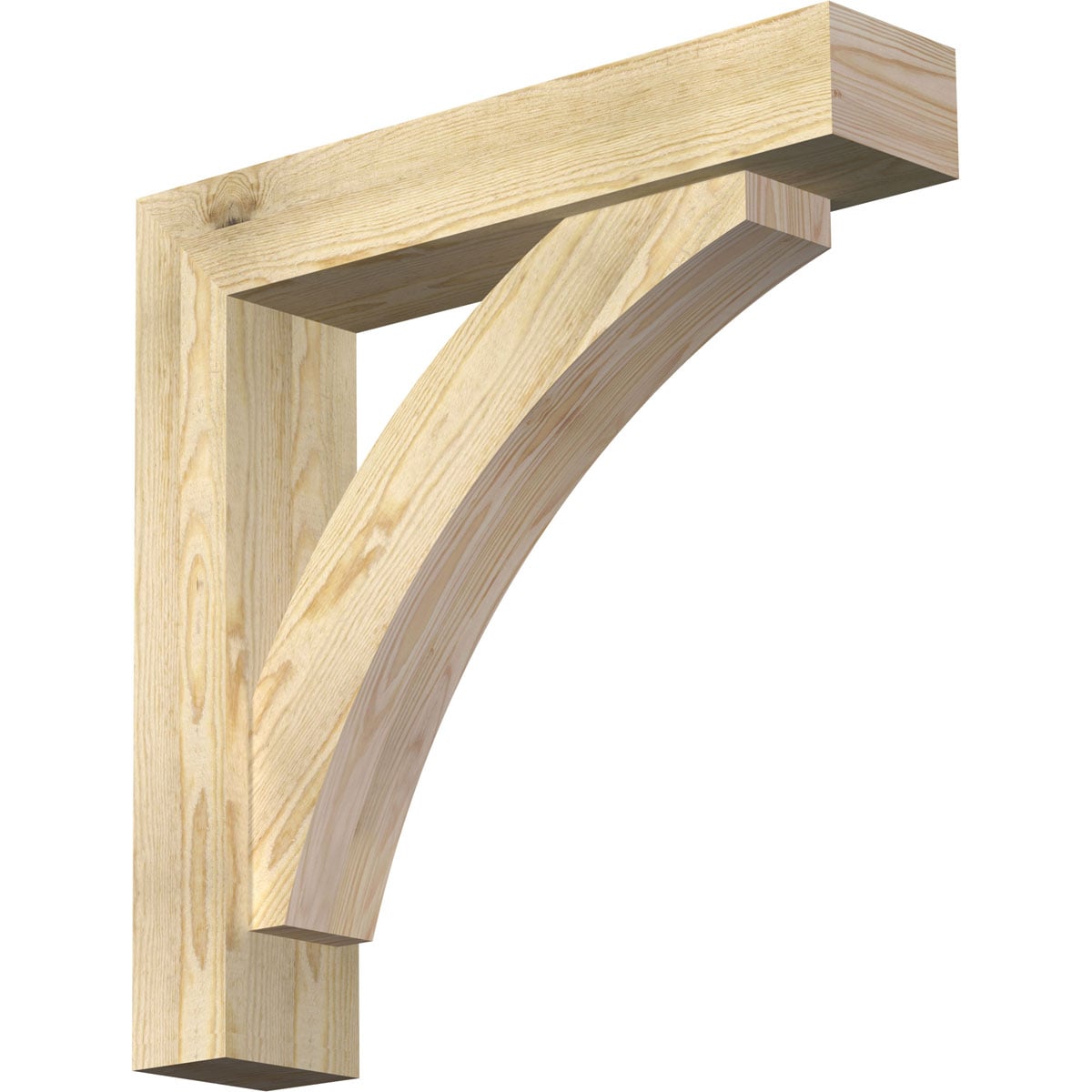 Ekena Millwork 1464052 Thorton Block Rough Sawn Bracket with Offset Brace 6-in x 28-in x 28-in Douglas fir Brown Wood Standard bracket