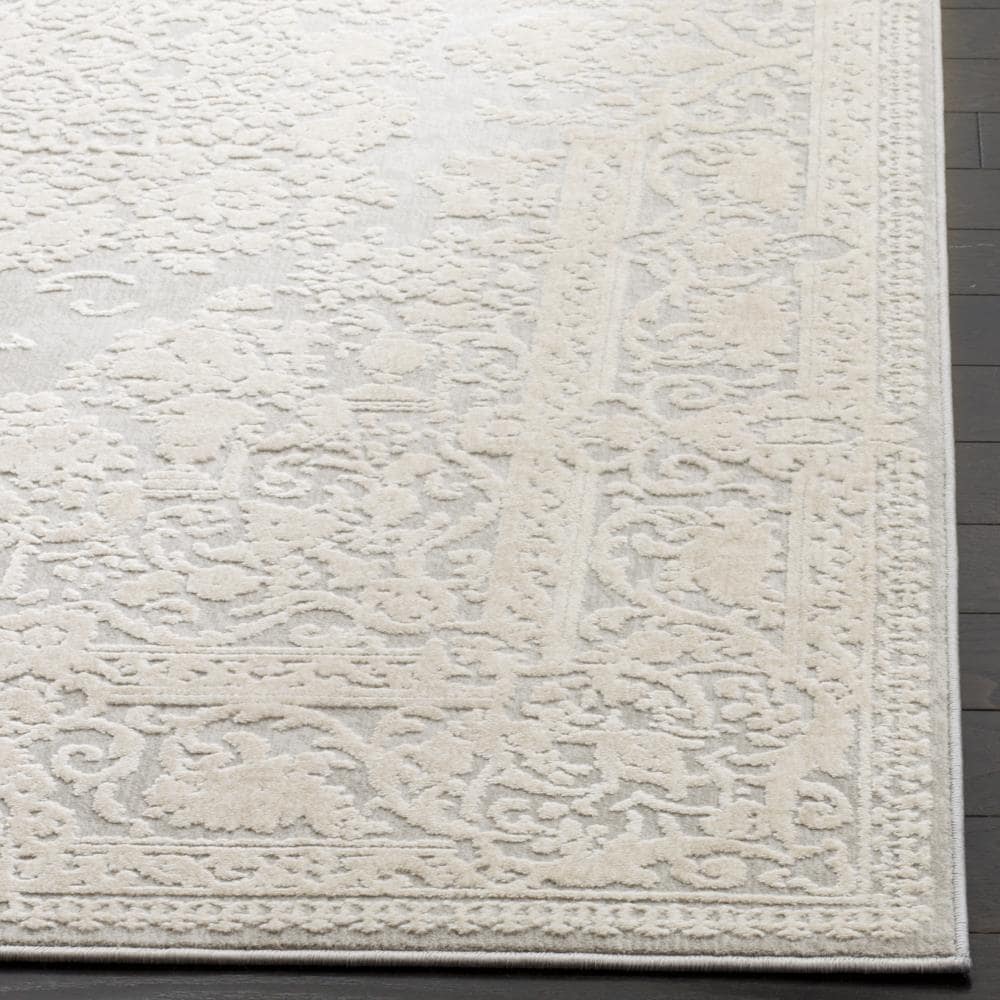 Kinsley Light Grey and Cream Hand-Knotted Synthetic Area Rug