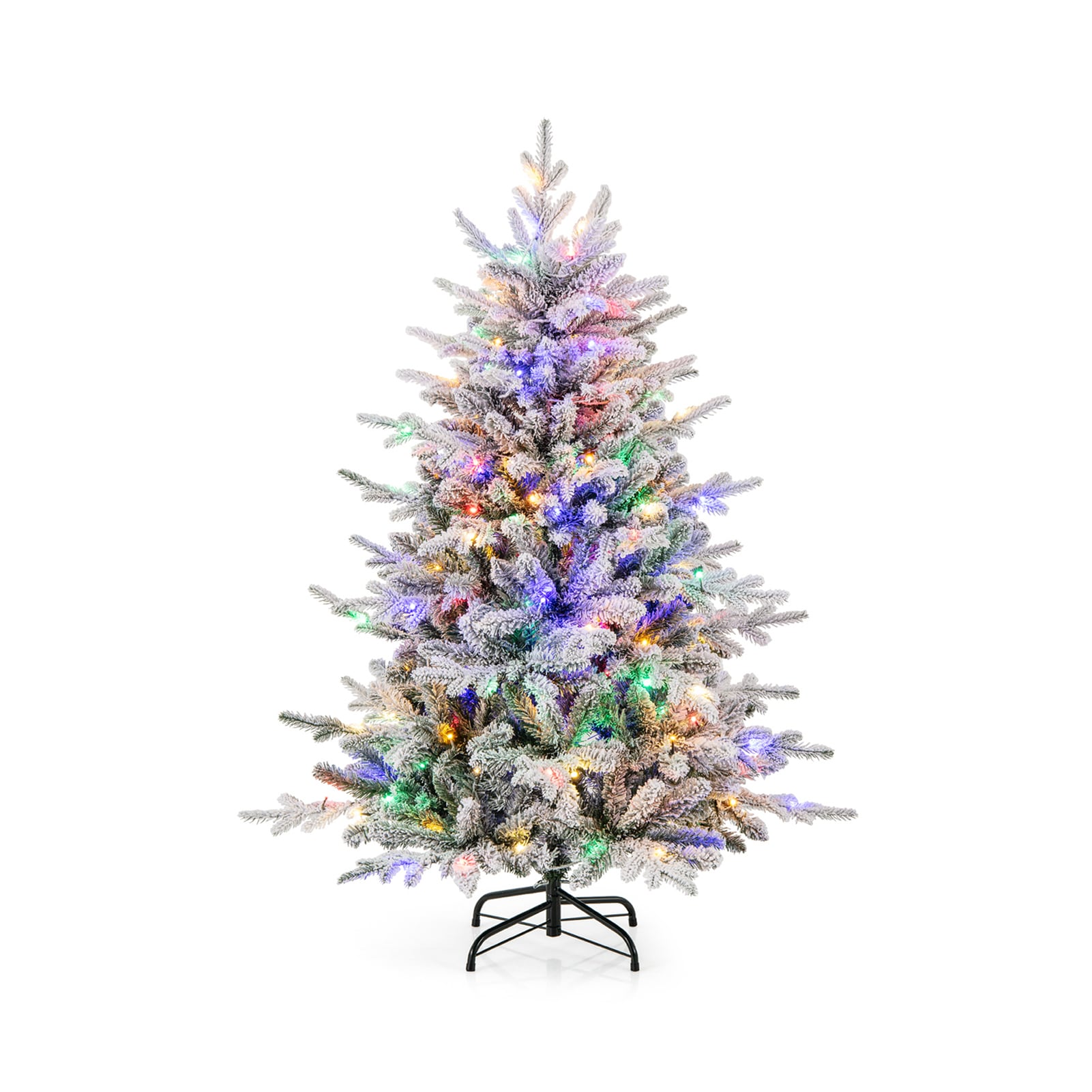 WELLFOR CM-HWY-20579 4.5 Pre-lit Flocked Artificial Christmas Tree with Multicolor LED Lights