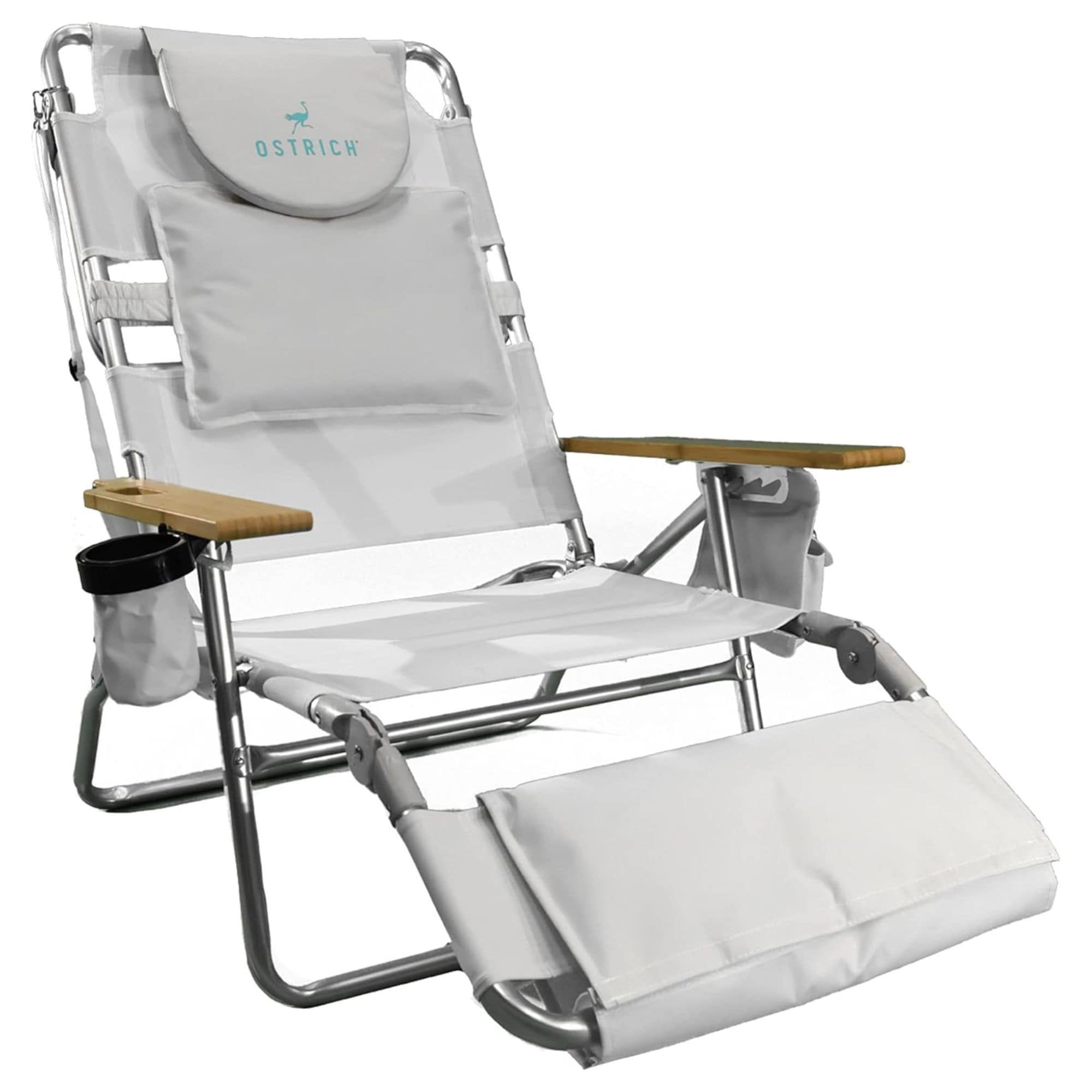 Ostrich  Deluxe 3N1 Lightweight Outdoor Lawn Beach Lounge Chair w/Footrest White