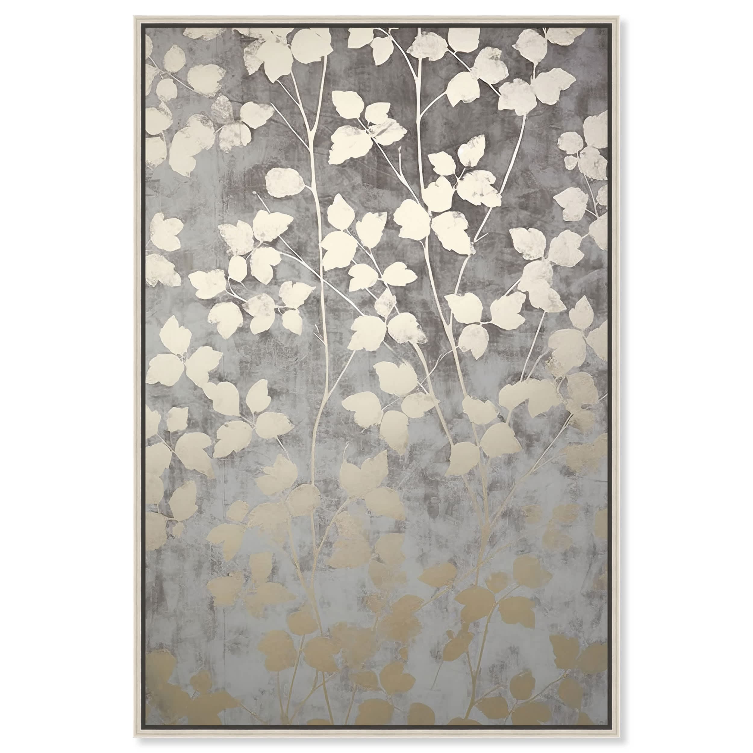 Art Remedy 005303600SC5C24 Silvery Gray Garden Canvas Print Floral by  Silver Frame 24 x 36