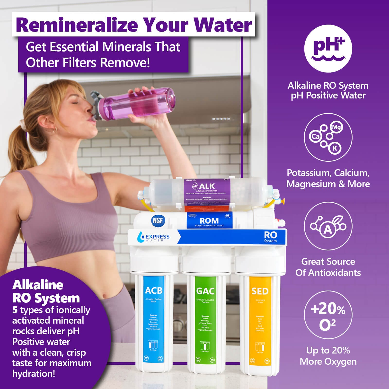 Express Water 10-Stage 50 GPD Alkaline RO Under-Sink Filtration System