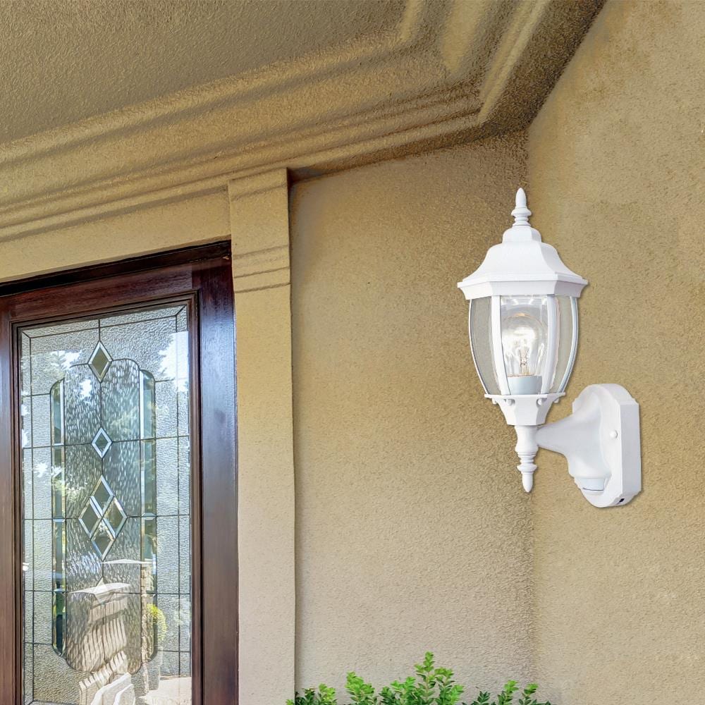 Designers Fountain 2420MD-WH Motion Detectors 1 -Light 14.25-in H White Hardwired Motion Sensor Outdoor Wall Light