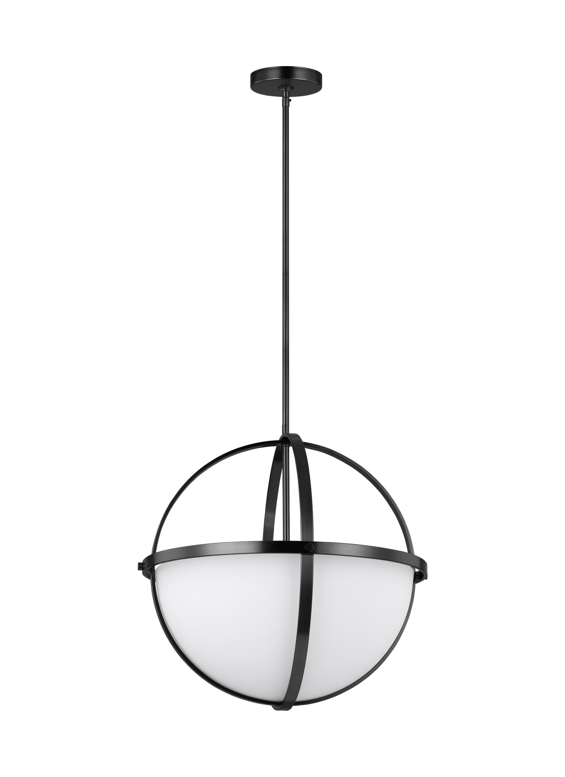 Generation Lighting 6624603-112 Alturas 3 -Light Midnight Black Modern/contemporary Etched glass Globe Medium Hanging Pendant light