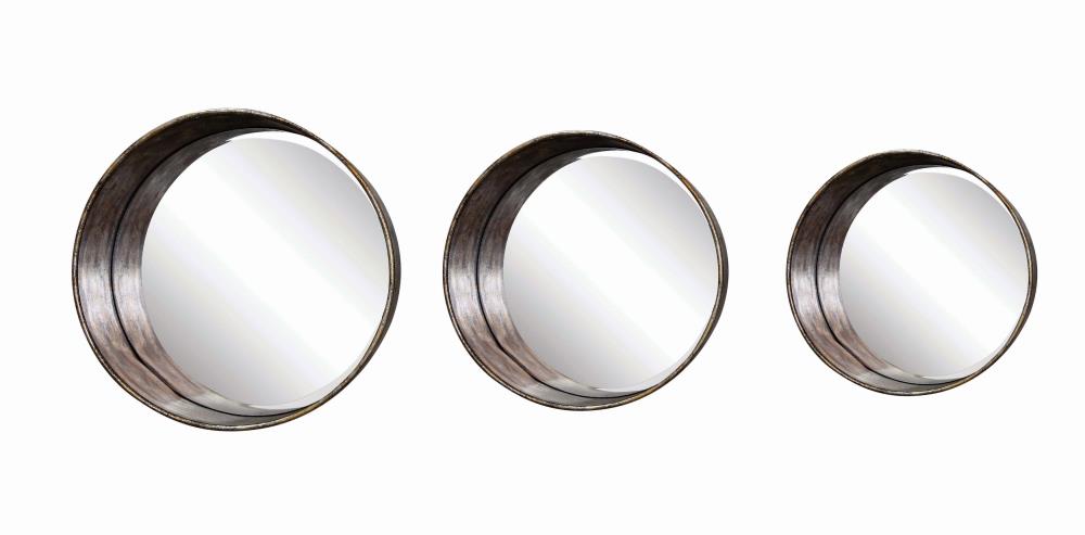 STORIED home DA4213 24.5-in W x 24.5-in H Round Gold Beveled Wall Mirror