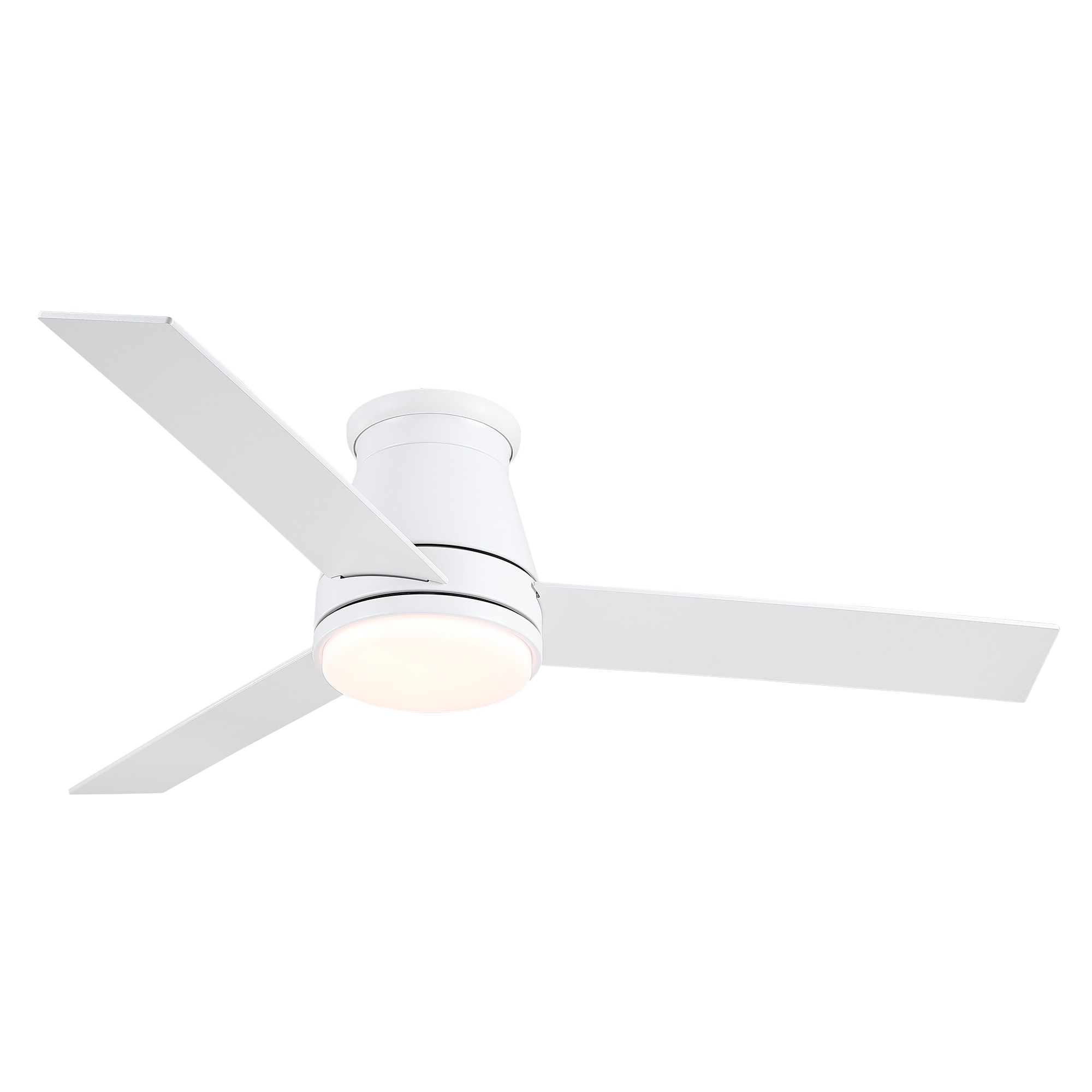 Bybafun 48-in White LED Flush Mount Ceiling Fan With Light and Remote Control Included