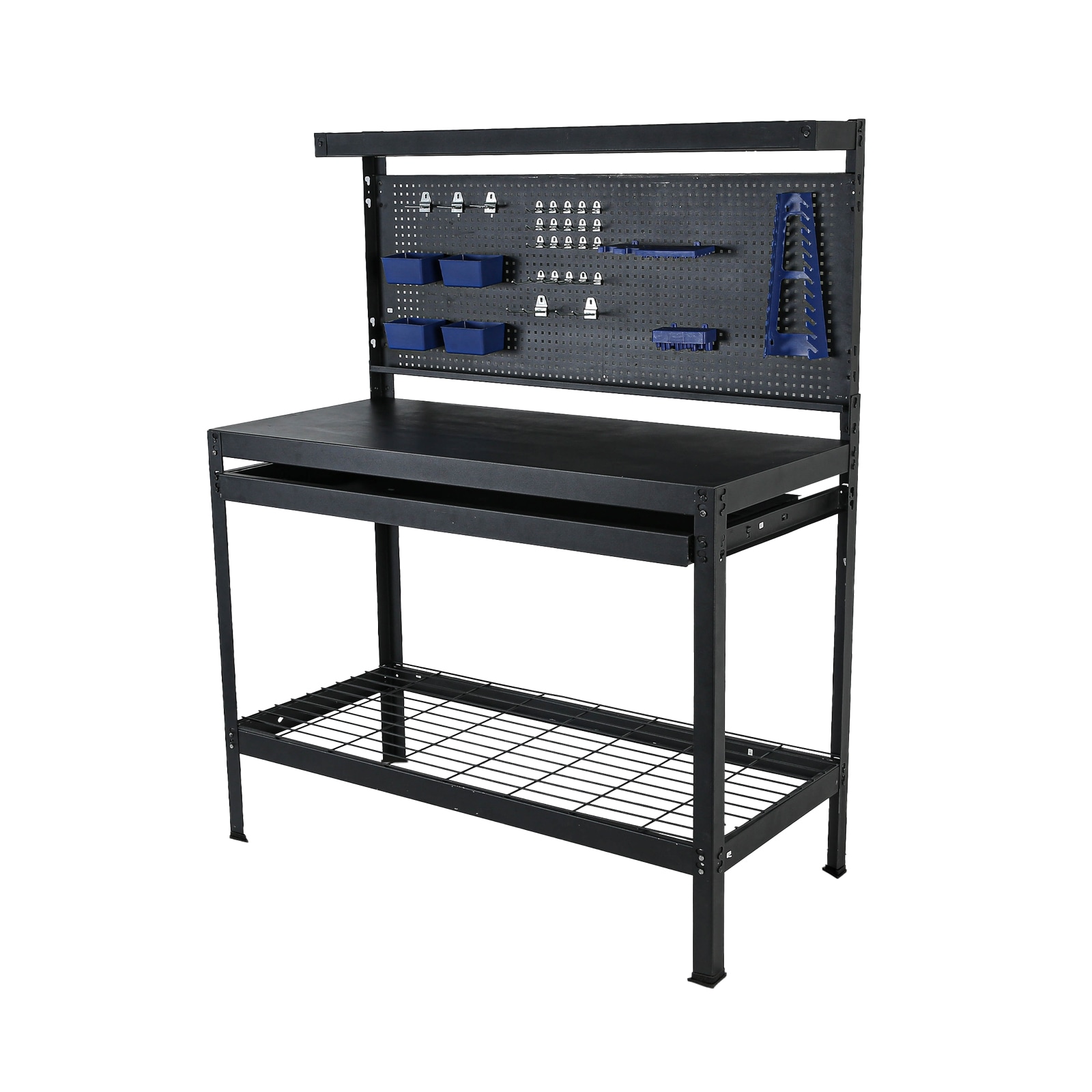 Siavonce XH23724 N/O 48-in L x 59-in H Black Steel Work Bench