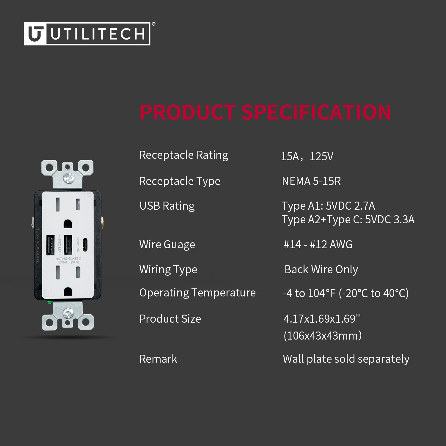 Utilitech R1815D60AAC-WH6 receptacles - View #6