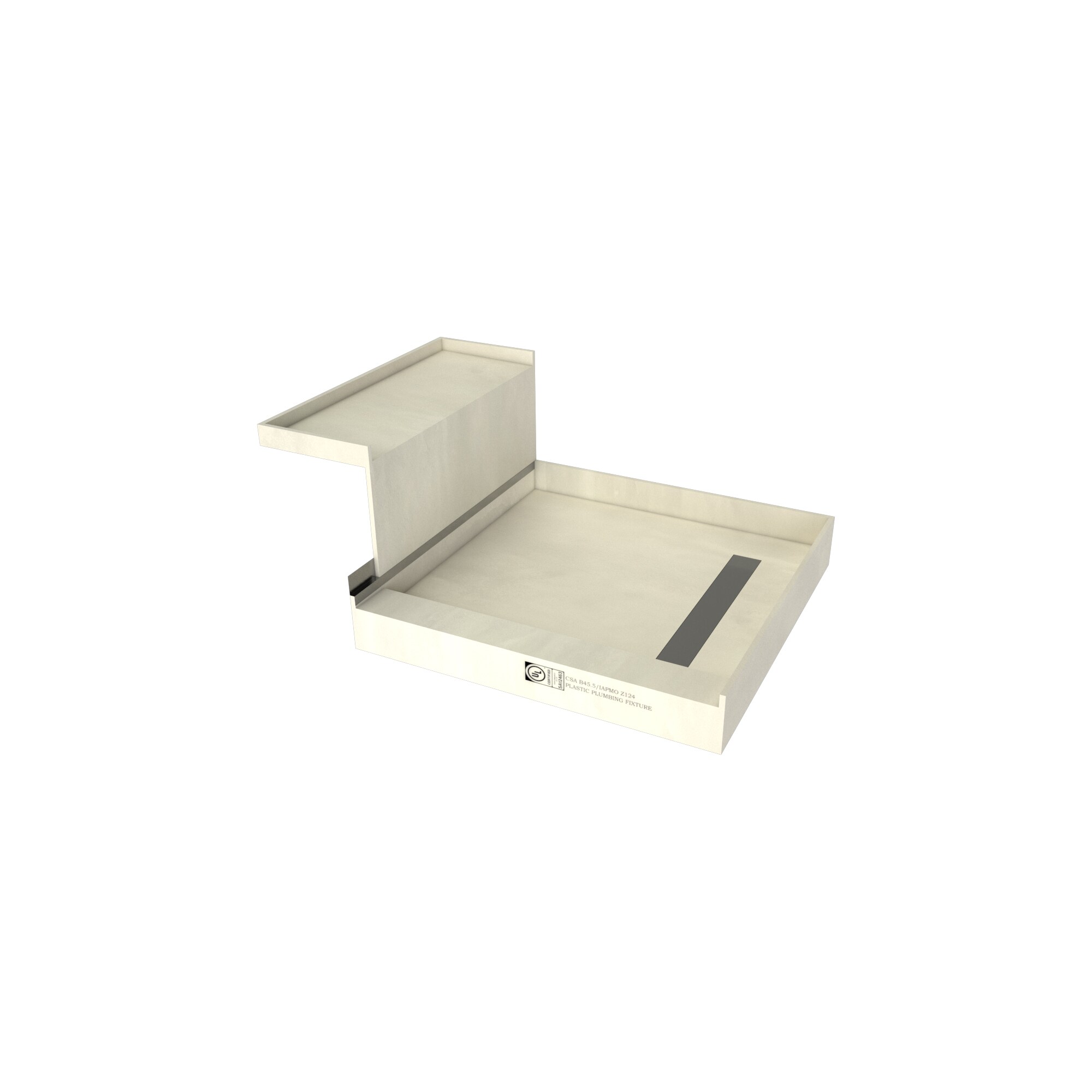 Tile Redi RT4848RSBNRB48KIT 48-Inches W x 60-Inches L Brushed Nickel Single threshold Threshold Rectangle Shower pan base kit with 4.5-Inches H Threshold (Right Drain) Integrated Seat