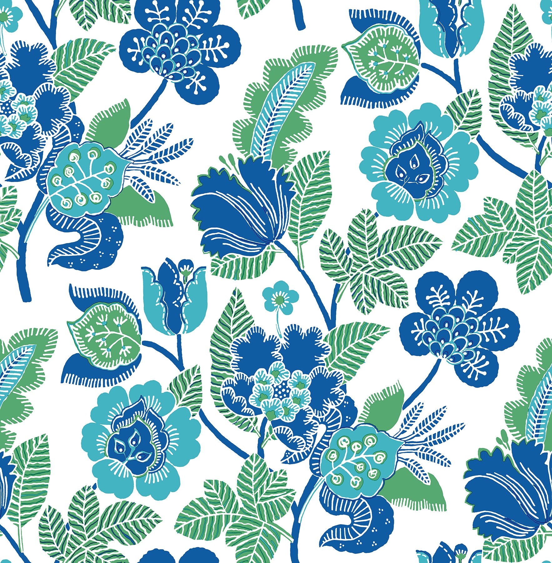 A-Street Prints 4081-26339 Happy 56.4-Sq. Feet Green Non-woven Floral Unpasted Wallpaper