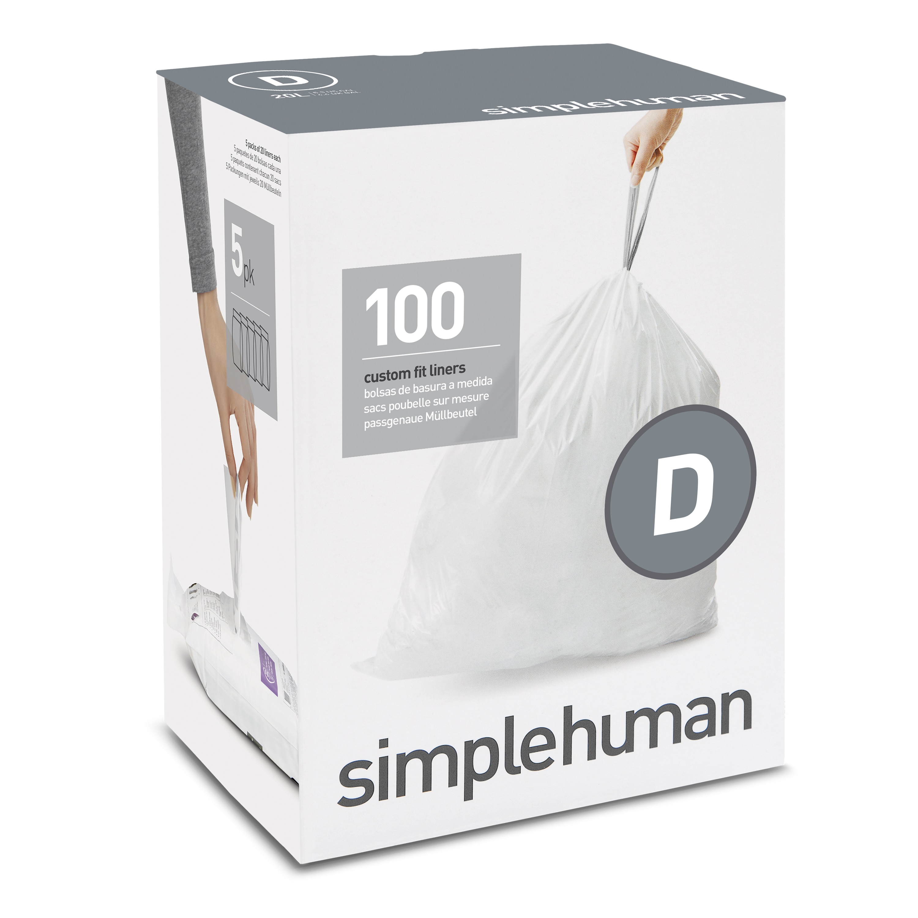 simplehuman 5.28-Gallons White Plastic Can Drawstring Trash Bag (100-Count)  in the Trash Bags department at