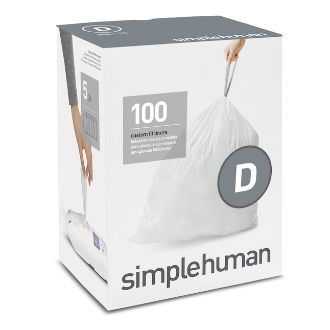 simplehuman 5.28-Gallons White Plastic Can Drawstring Trash Bag (100-Count)  in the Trash Bags department at