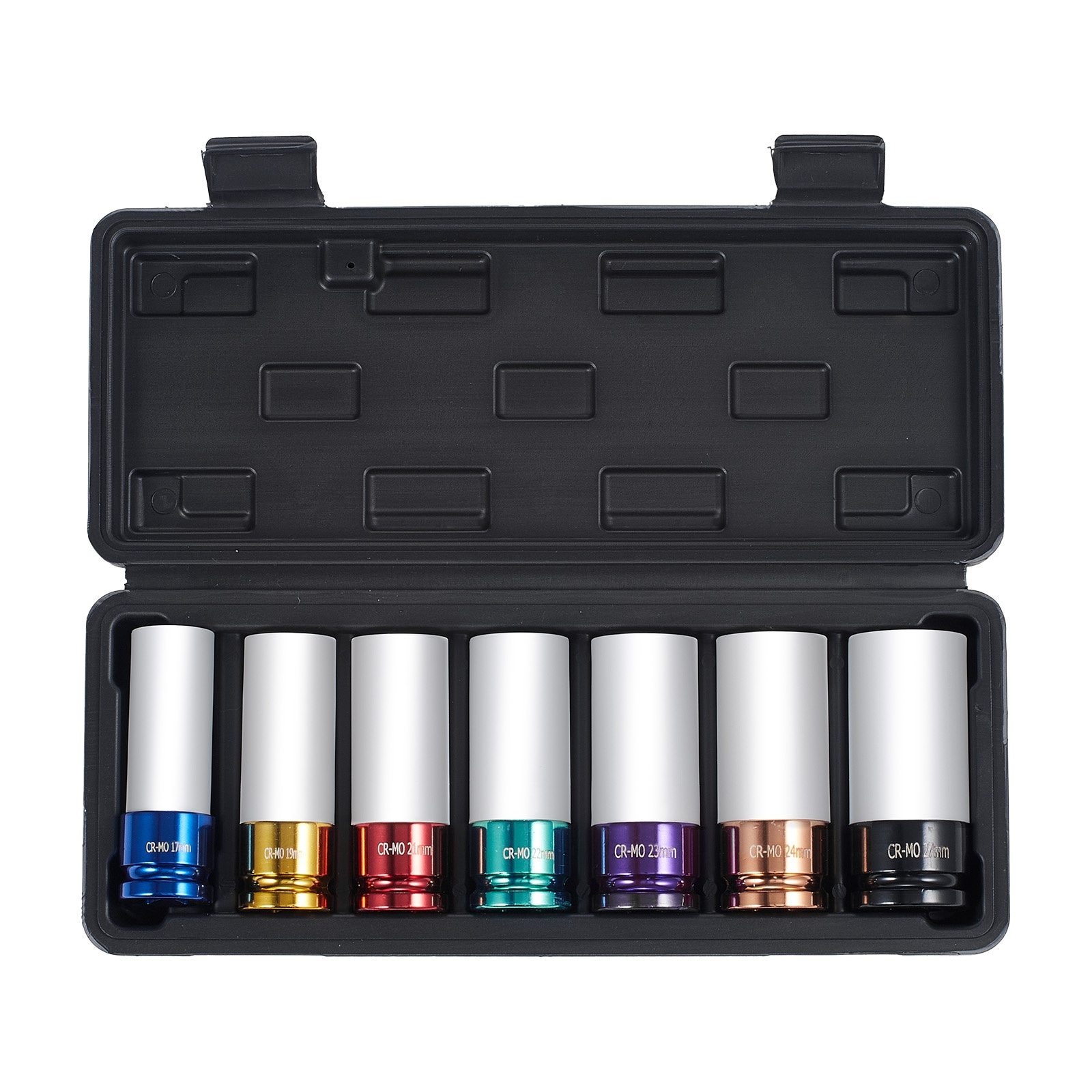 Mecale 7-Piece 1/2 in Drive Metric Lug Nut Impact Socket Set 17-27 mm 6-Point Deep Cr-Mo