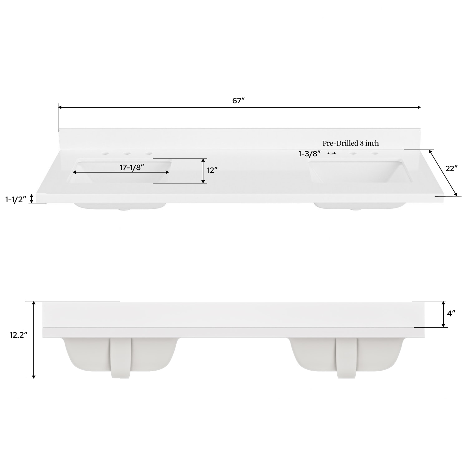 ARIEL WQ-67D-CT-RS Vanity-Tops - View #6