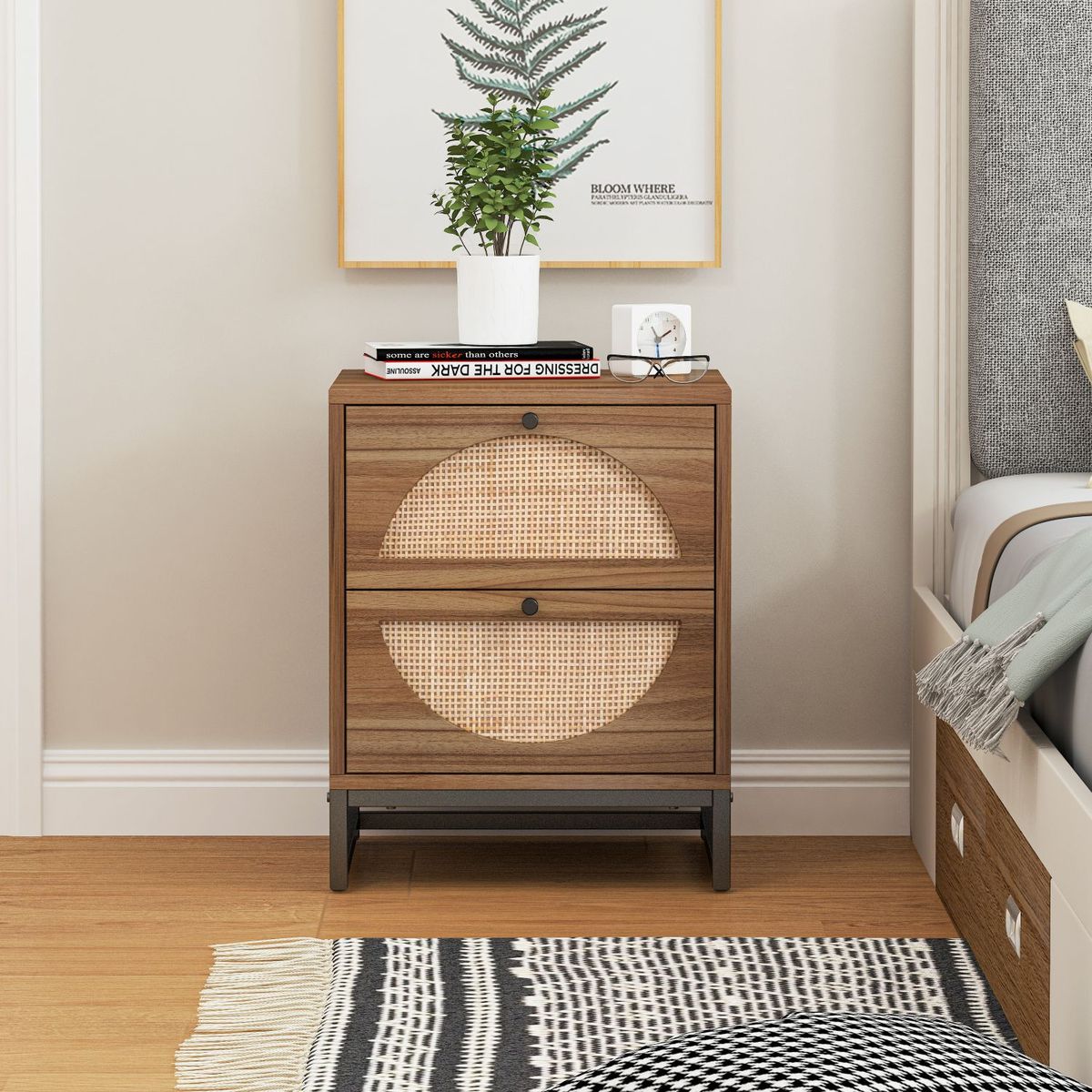 JASMODER W68837234 Walnut Nightstand