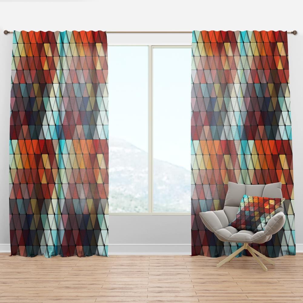 Designart CTN19114-52-120 120-Inches Red Geometric Room darkening Thermal lined Rod pocket Single curtain panel