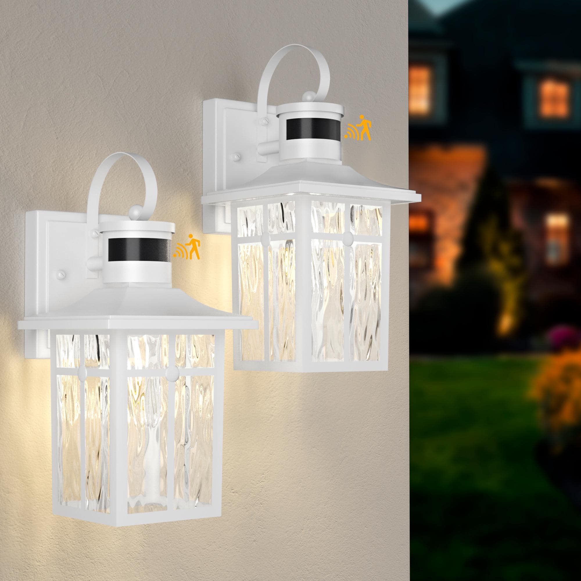Maxax Montpelier 2 -Pack 2 -Light 13.13-in H Matte White Hardwired Motion Sensor Dusk to Dawn Outdoor Wall Light