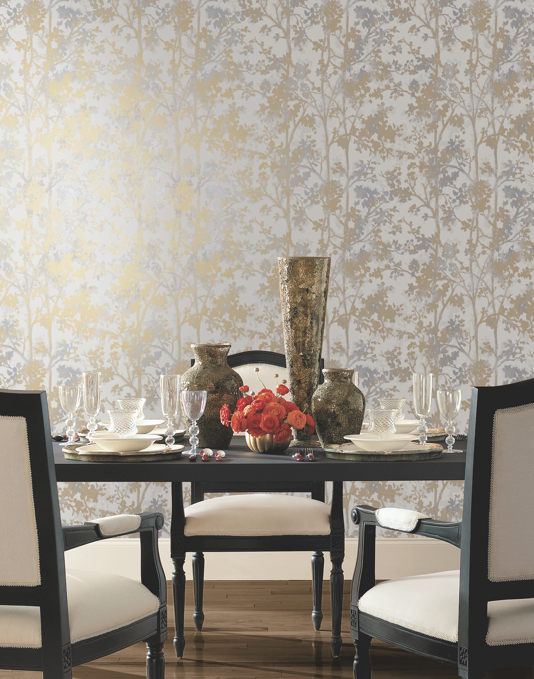 York Wallcoverings Antonina Vella Modern Metals 569sq ft Neutral  Nonwoven IvyVines Unpasted Wallpaper in the Wallpaper department at  Lowescom