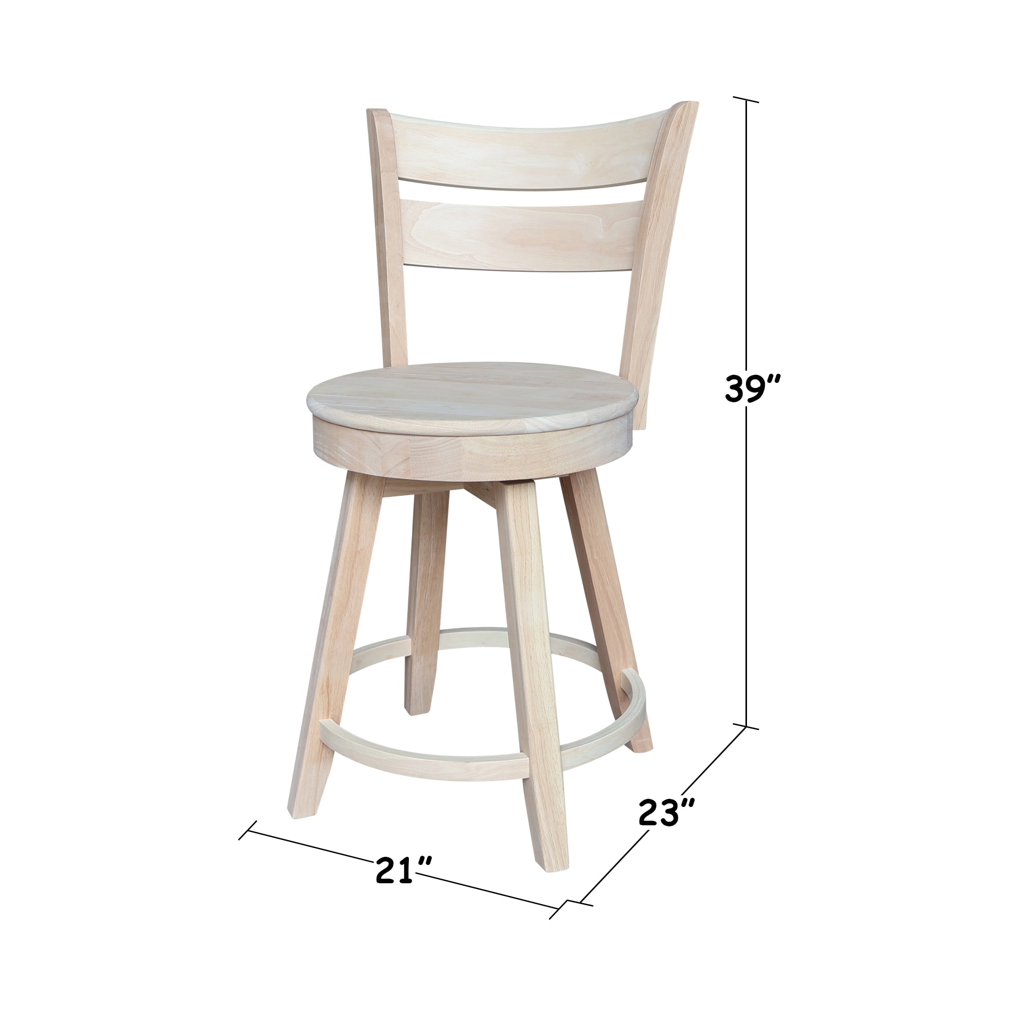 Sara Solid Wood White Counter Height Stool with Swivel Seat