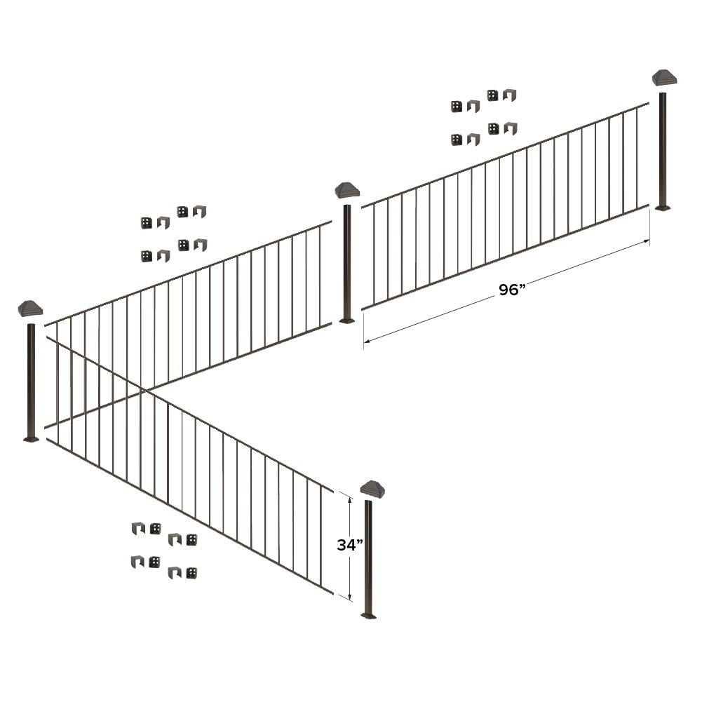 Fortress Building Products K-53134946-3R4P 24-Feet x 34-Inches Antique Bronze Steel Deck Rail Kit