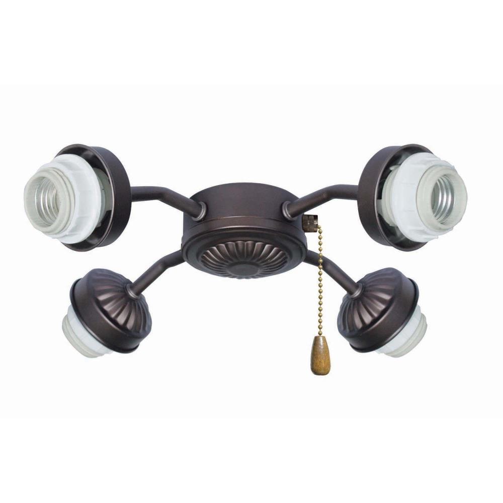 Ceiling Fan 3 Arm Light Kit Fitter Satin Brass w/ Medium E26 Sockets Universal 
