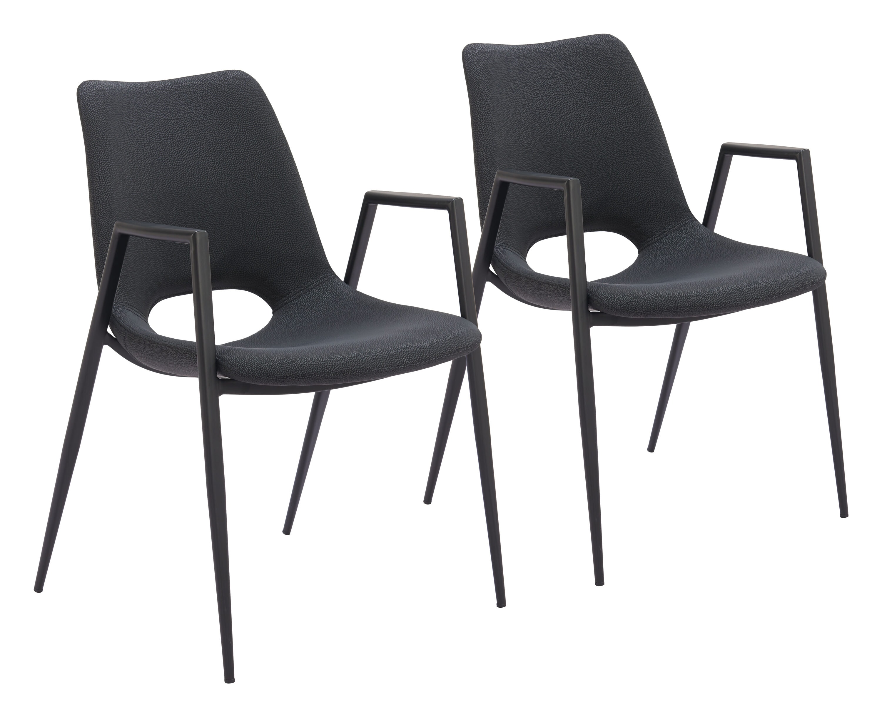 ZUO 109534 Set of 2 Contemporary/Modern Faux Leather Upholstered Dining Arm Chair (Wood Frame)