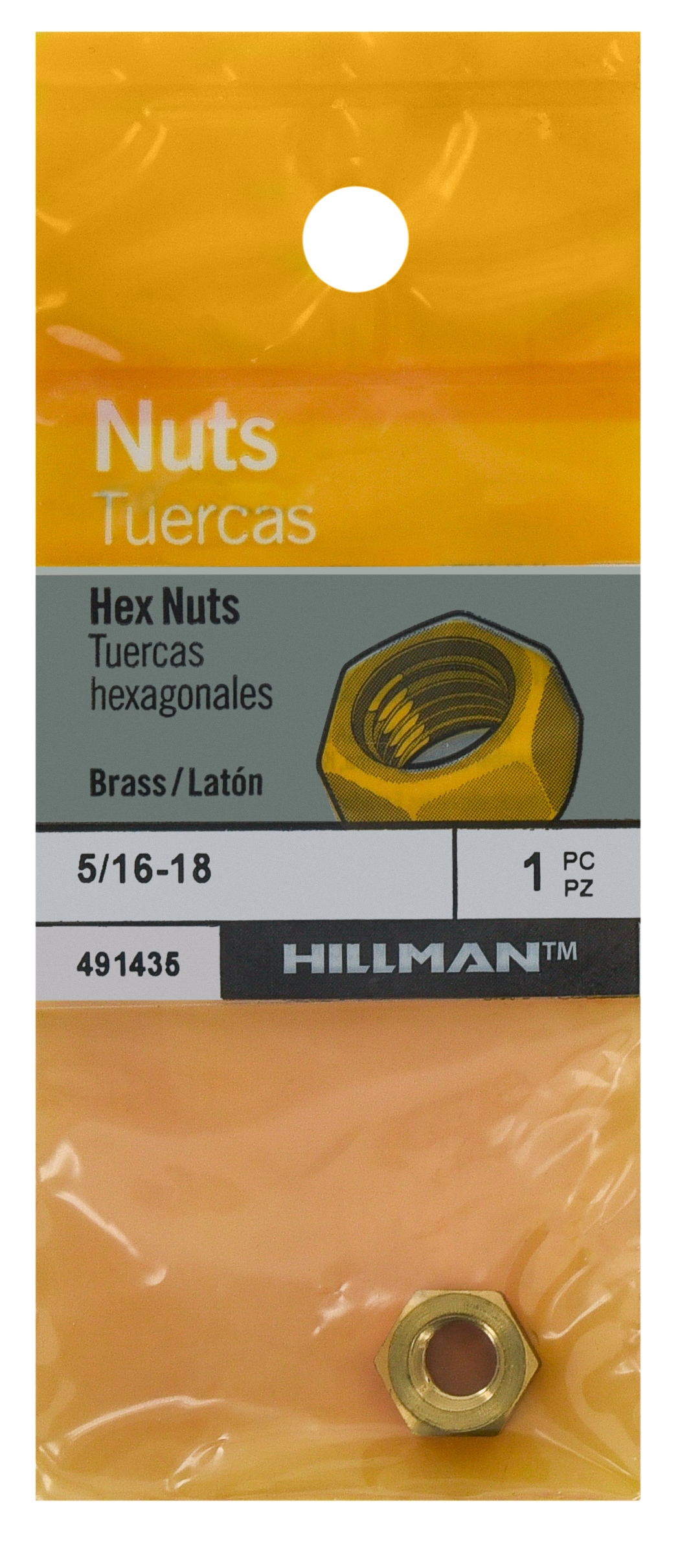 5/16''-18 Brass Hex Nut