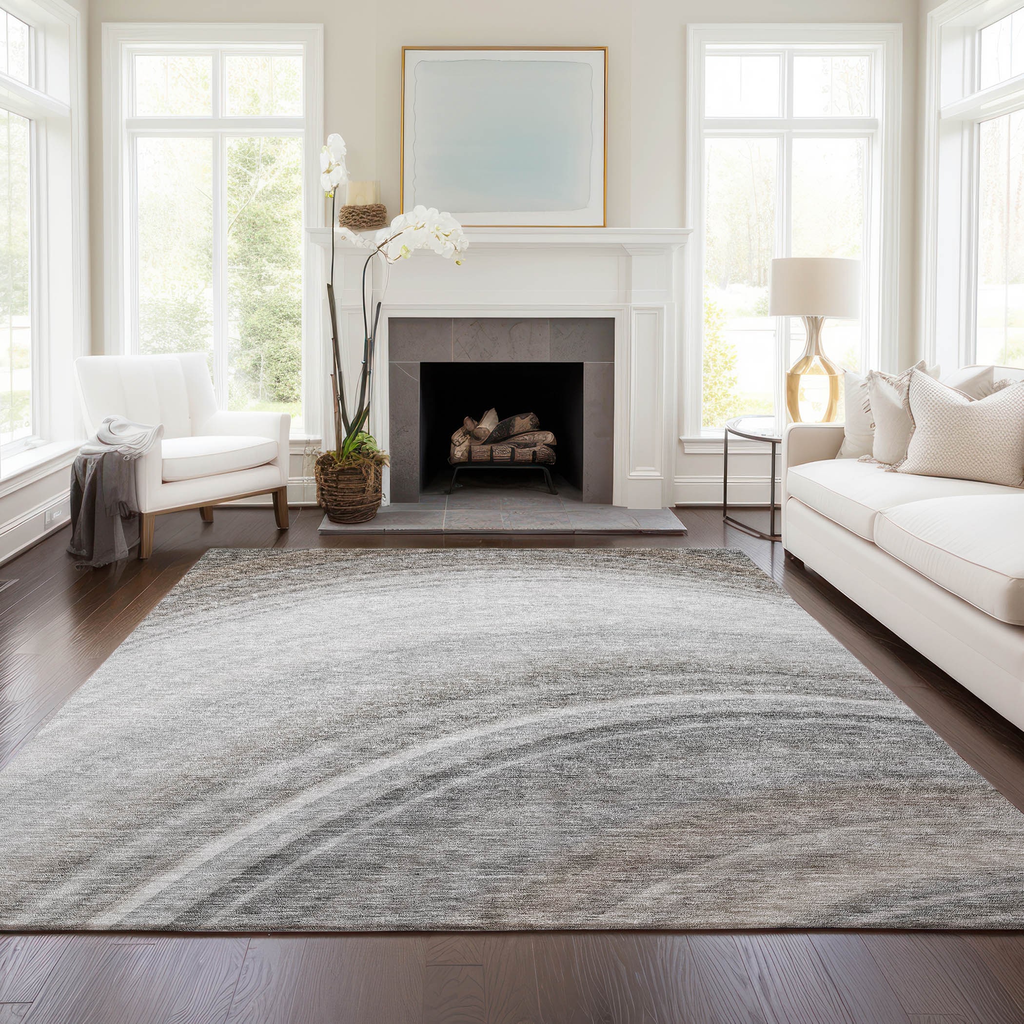 Addison Rugs ACN584GY30X46 Chantille ACN584GY 2 x 3 (ft) Polyester Gray Rectangular Indoor/Outdoor Ikat Machine washable Area rug