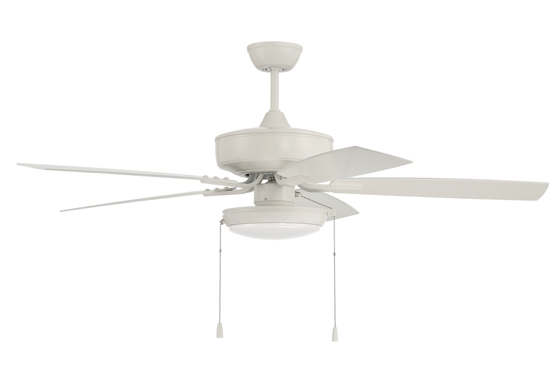 Craftmade OP119W5 Outdoor P119 52-in Integrated LED Outdoor Downrod or Flush Mount White with White Blades Ceiling Fan With Light ( 5 -Blade )