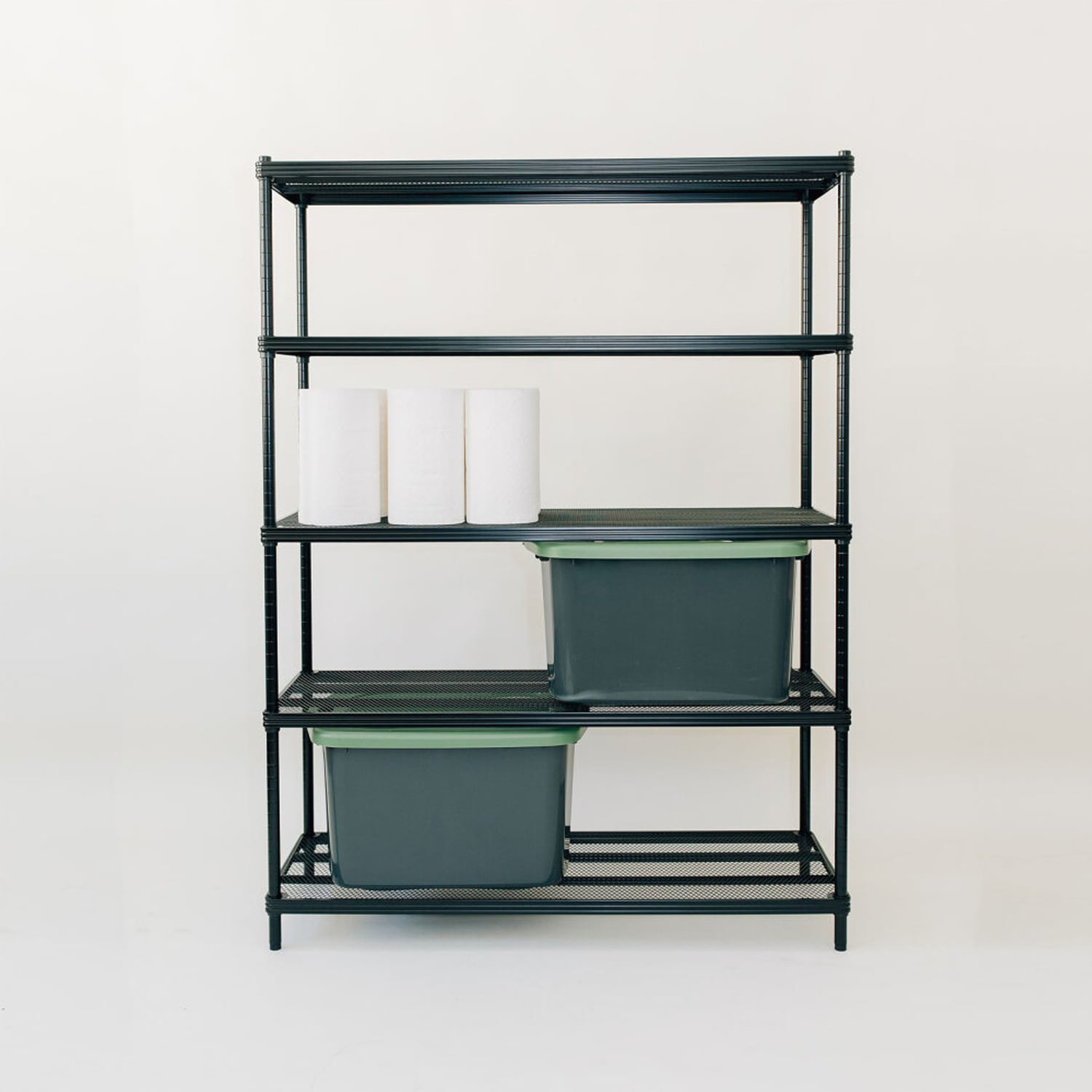 Sleek Black MeshWorks Heavy-Duty 5-Tier Metal Shelving Unit