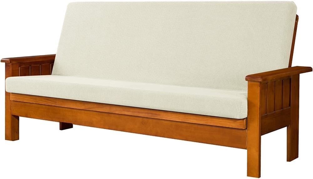 Subrtex SBTFT0IW Textured grid Ivory Jacquard Futon Slipcover 75-in W x 8-in H x 54-in D