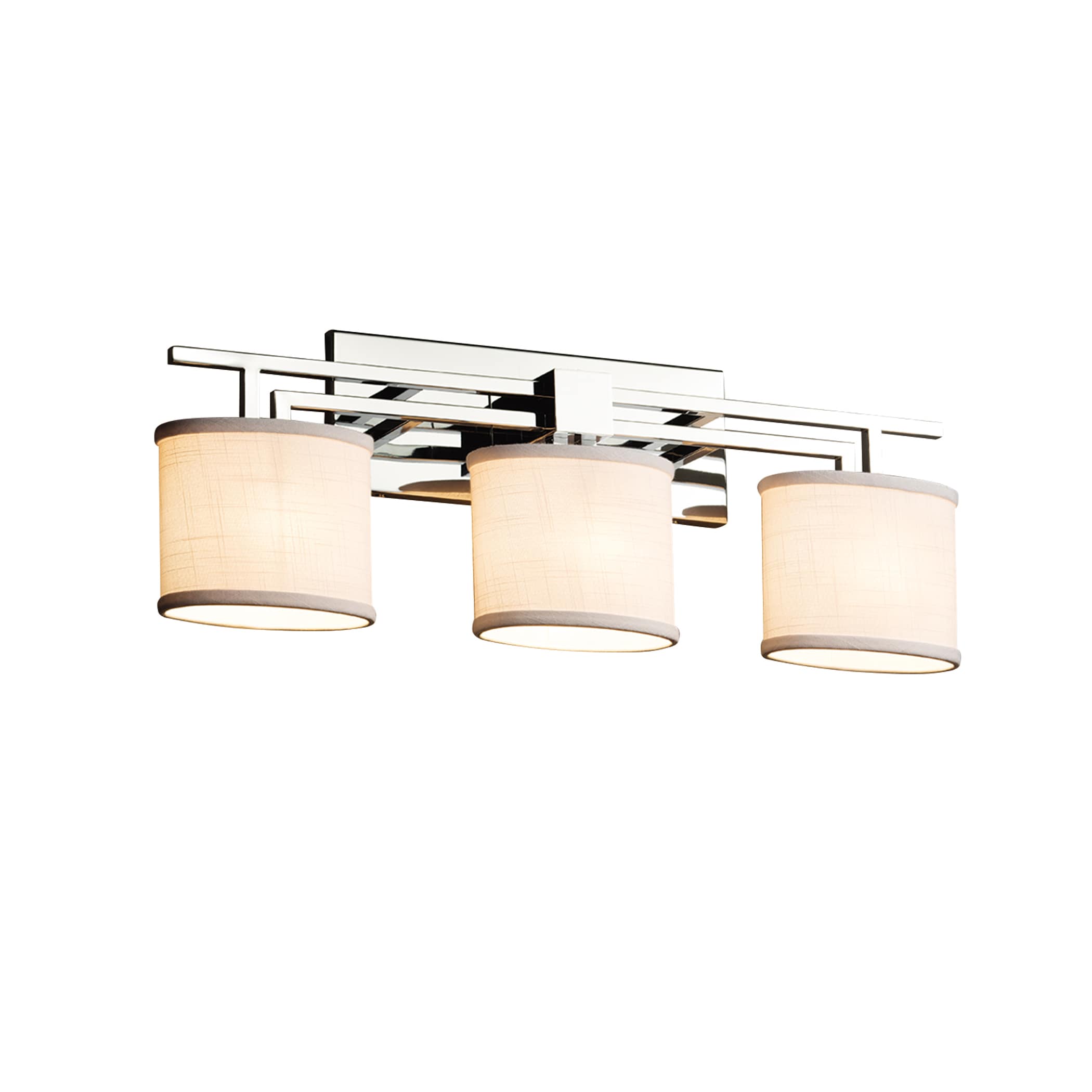 Justice Design Group FAB-8703-30-WHTE-CR Textile 26.5-in 3-Light Polished Chrome Transitional Vanity Light