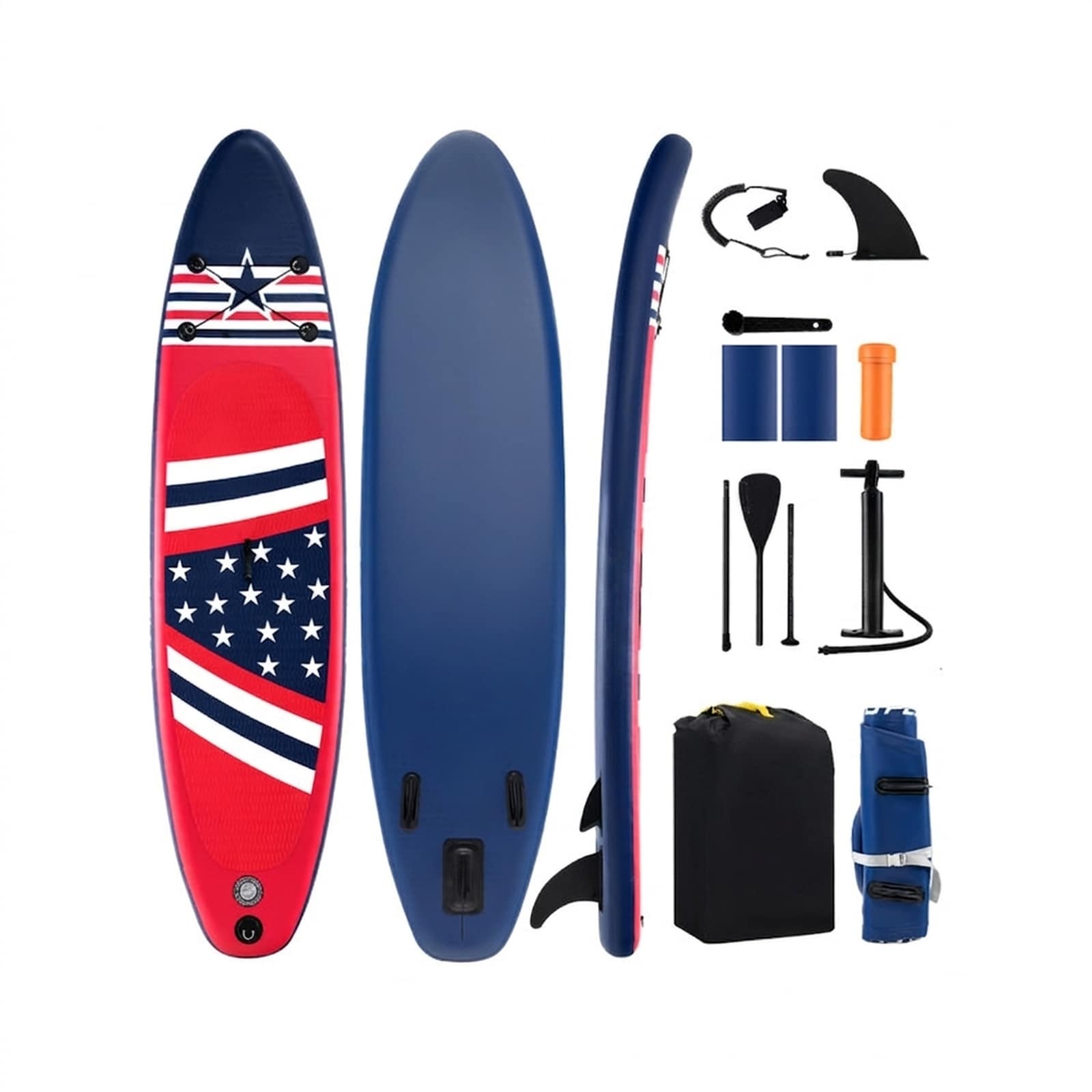 SUGIFT 10-ft Inflatable Stand Up Paddle Board 300-lb Capacity SUP with Removable Fin Triple Balance Fins Hand Pump Backpack-B