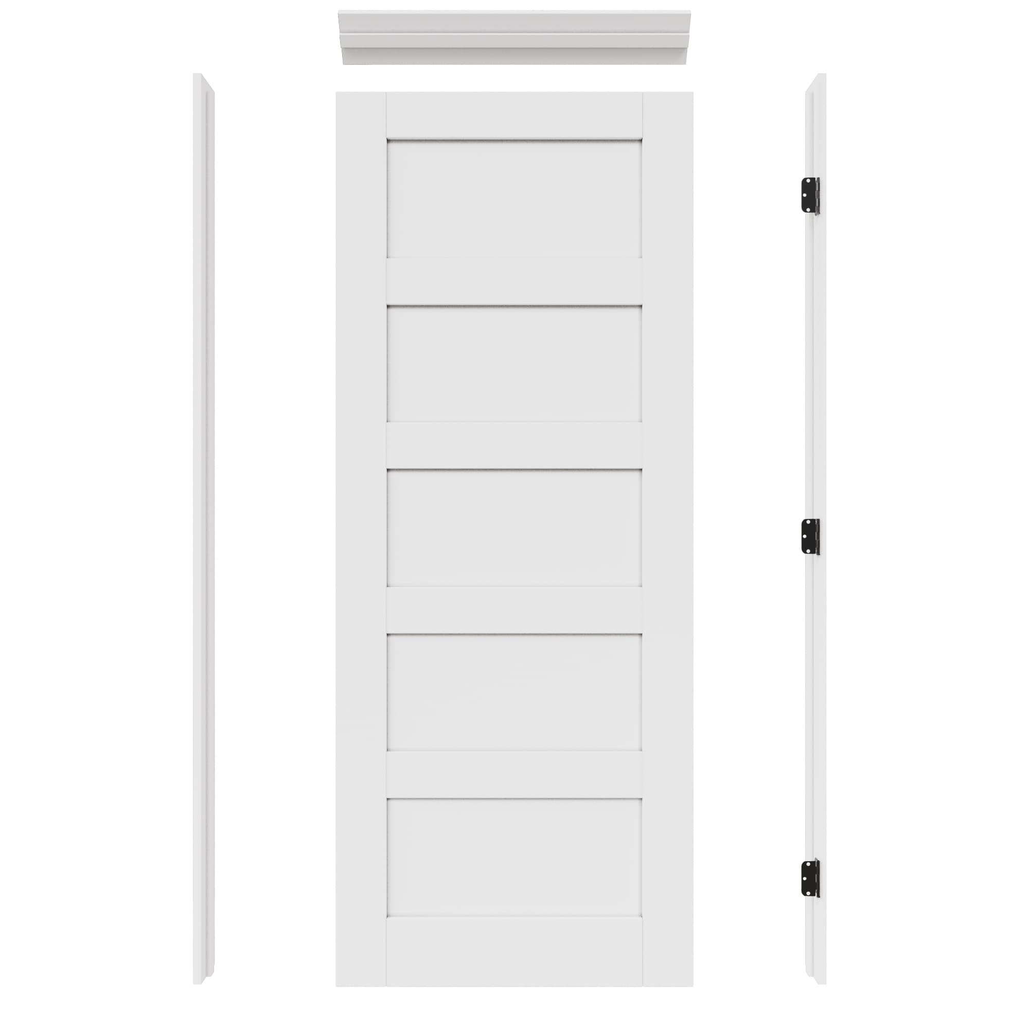 JUJUBON IN-PREPR-M-WGXB-36L 36-in x 80-in White Quickly Assemble Jamb Solid core 5-panel square Left hand Smooth Prefinished MDF Flat Jamb Single Prehung Interior Door