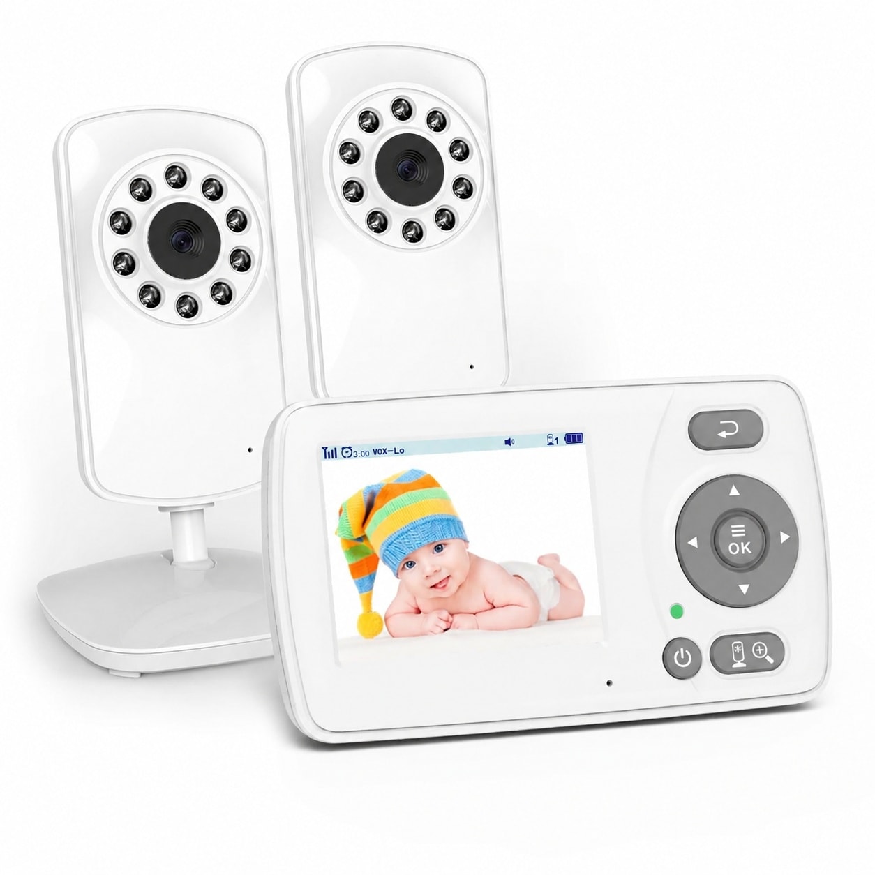 AOIZGMY  Baby Monitor Kit with 2 Cameras 24 Inch Portable Screen No WiFi 1000ft Long Range Night Vision VOX Mode for Baby Pet Elder Safety