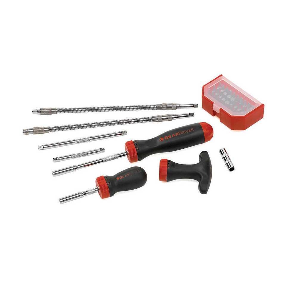 KD Tools EHT8940 Gear Driver Master Set 40-Piece Rubber Handle Magnetic Ratcheting Multi-bit Screwdriver Set