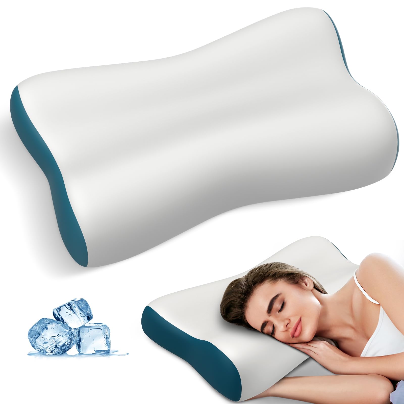 WZKZLH Memory Foam Neck Pillow with Pain Relief, Cooling Washable Cover, and Adjustable Height for All Sleep Positions