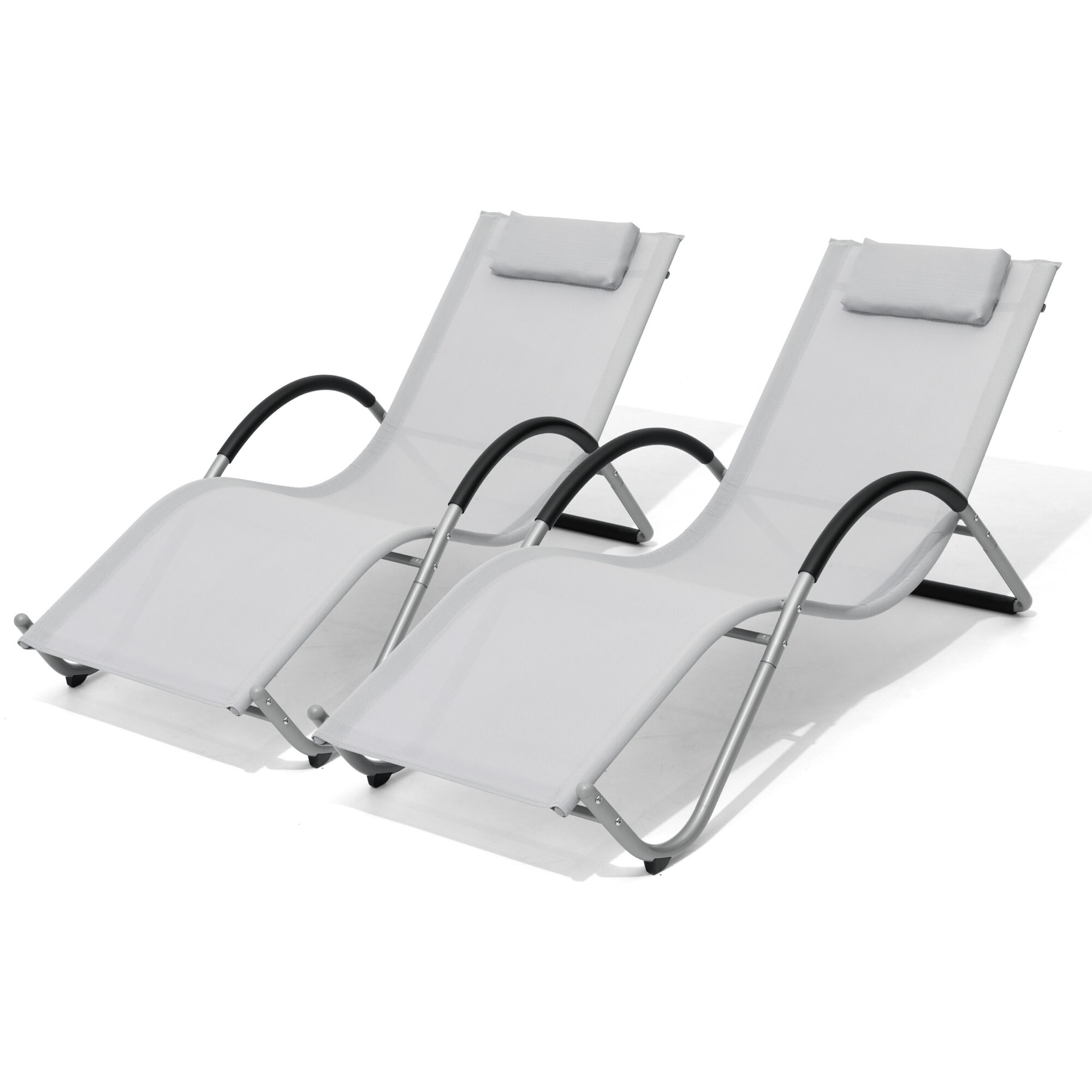 Crestlive Products 2 pc outdoor lounge chair Set of 2 Gray Metal Frame