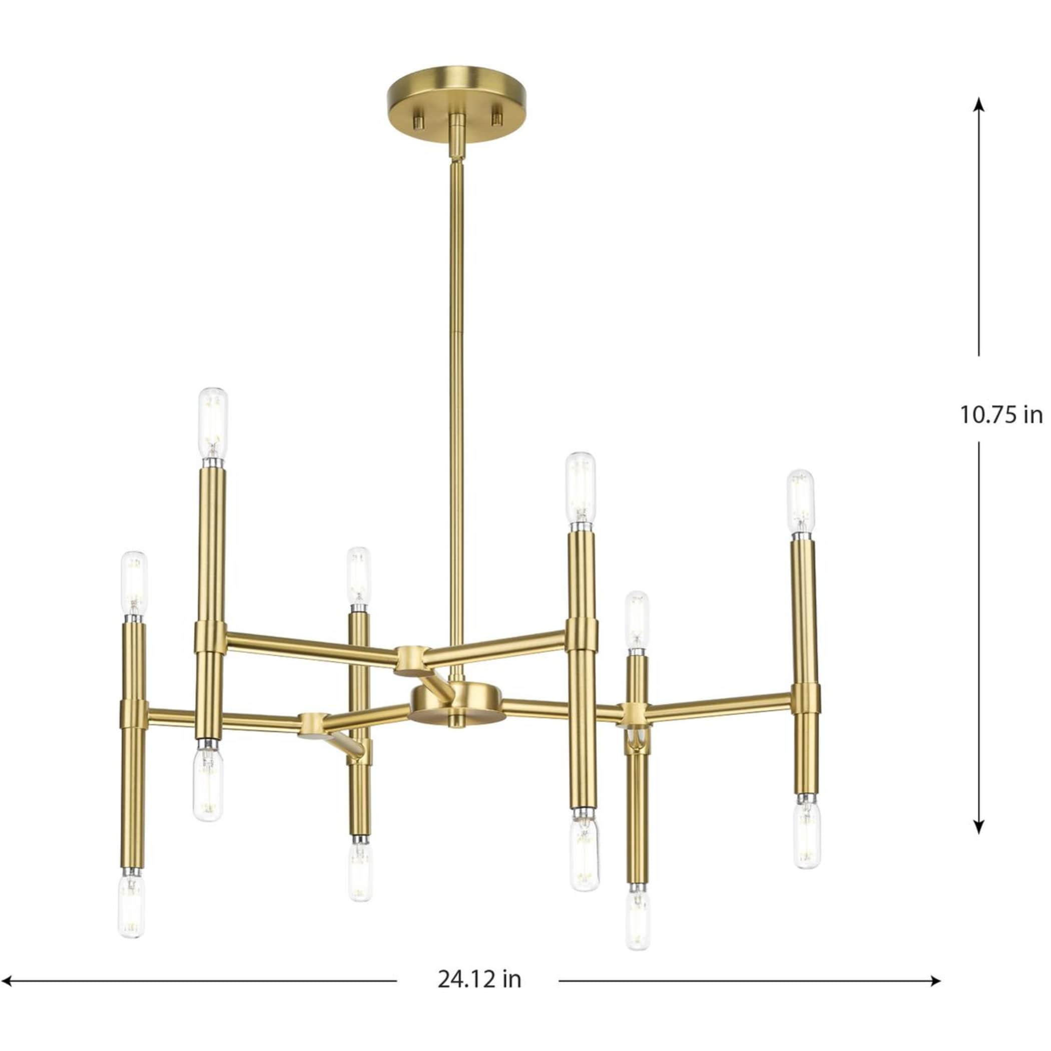 Arya Brushed Gold 12-Light Modern Linear Chandelier