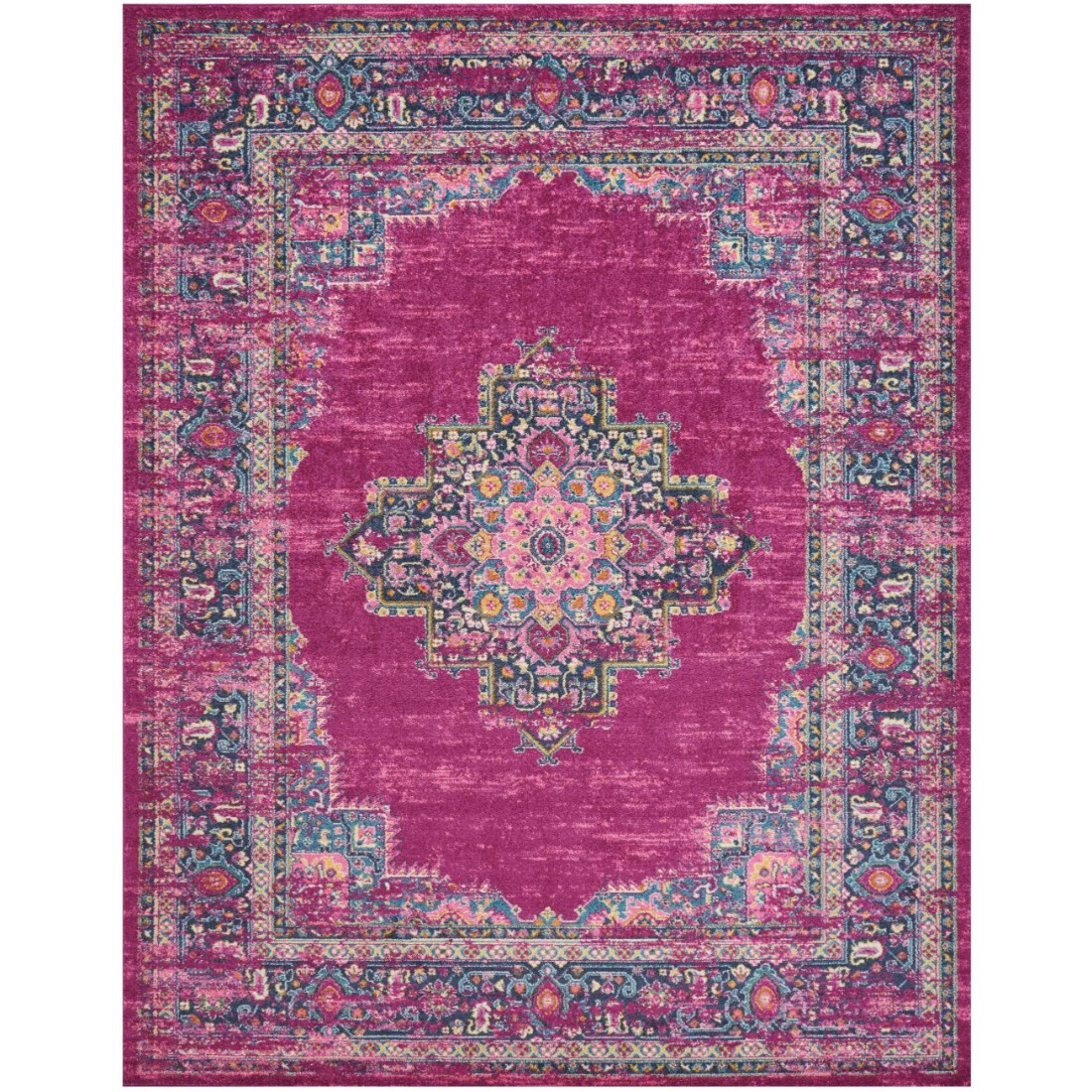 HomeRoots 4000385313 8 x 10 (ft) Loomed Polypropylene Fuchsia Rectangular Indoor Area rug