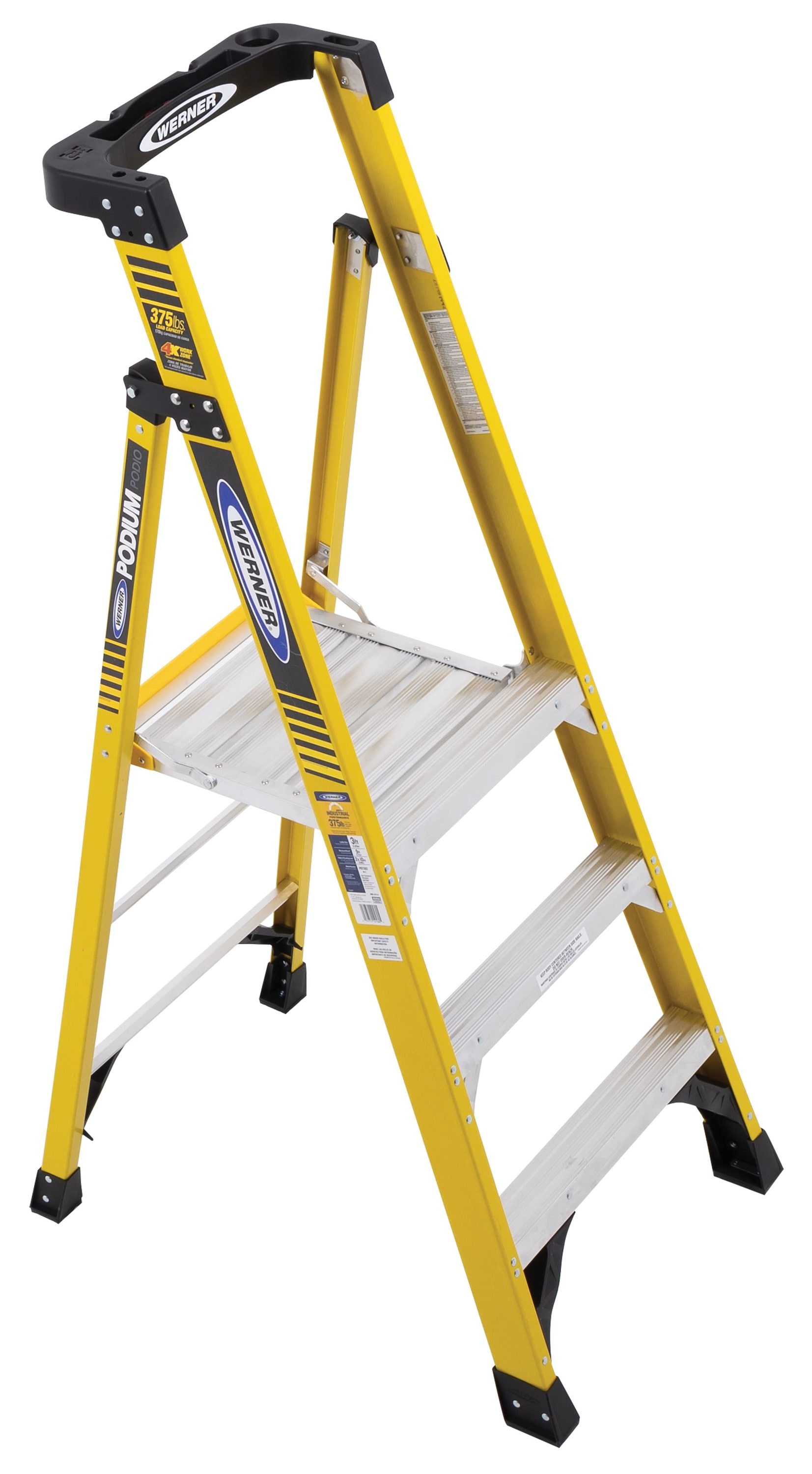 PD7300 6-ft Fiberglass Type 1AA-375-lb Load Capacity Podium Step Ladder in Yellow | - Werner PD7303