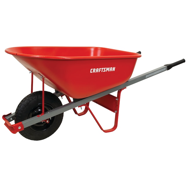 CRAFTSMAN 6 Cubic Ft Steel Tray Wheelbarrow, Steel Handles in the Wheelbarrows department at Lowes.com