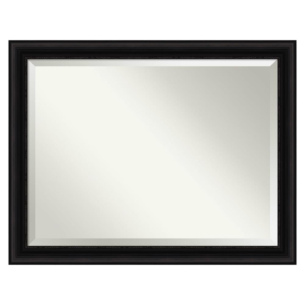 Amanti Art DSW4960991 Parlor 45.5-in x 35.5-in Framed Rectangle Bathroom Vanity Mirror ( Satin Black )