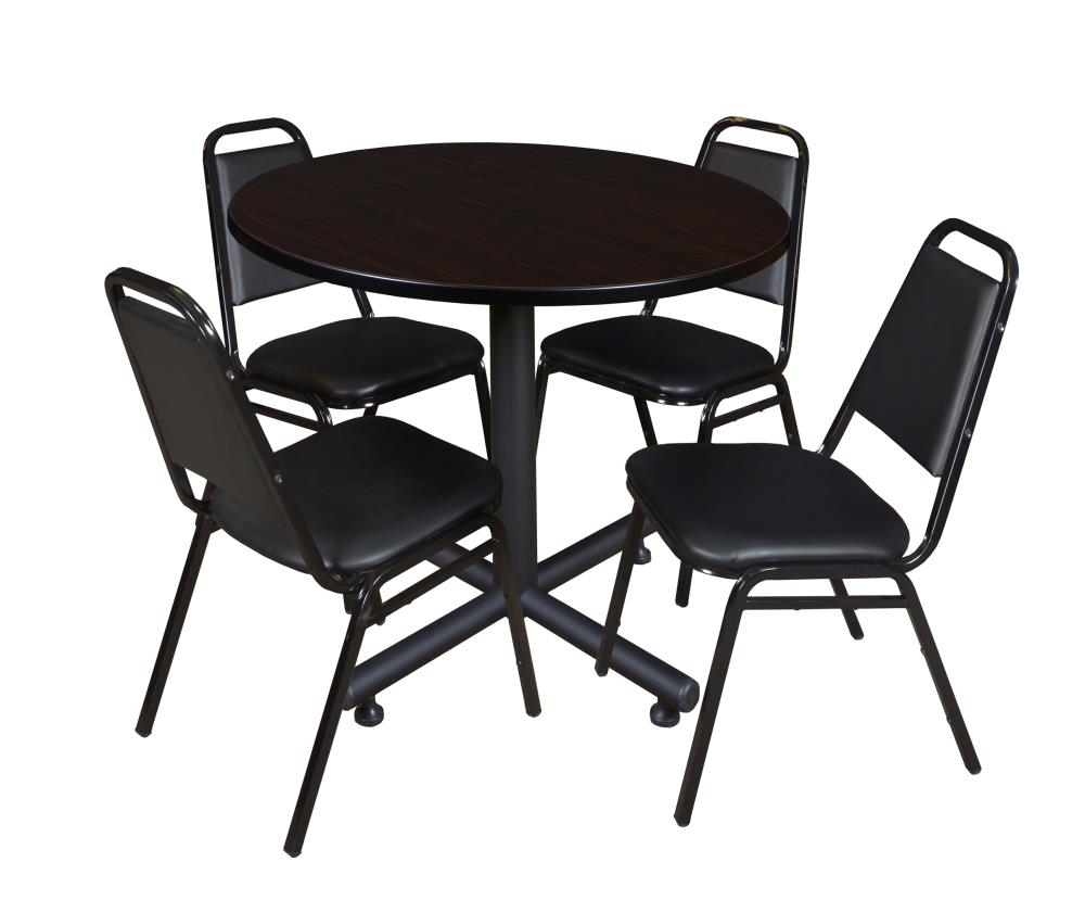 Regency TKB36RNDMW29BK Breakroom Brown 4-Person Training Table (36-in W x 29-in H)