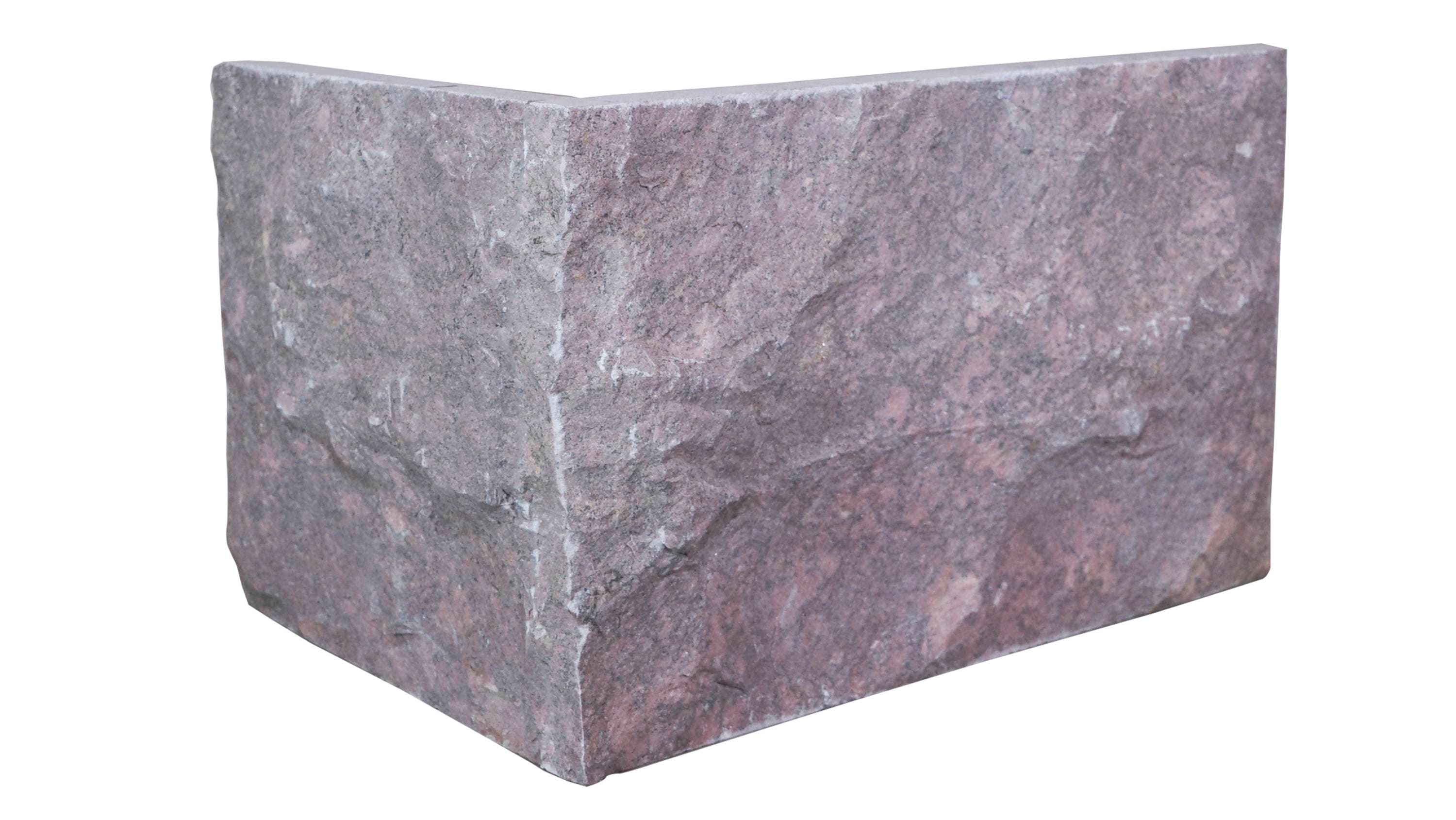Natural Stone Veneer R12-12C-SF-RCH 12-in Set of 50 LNFT-Split Face-Red Cherry-12in Corner 50 Linear feet Red Cherry Stone veneer