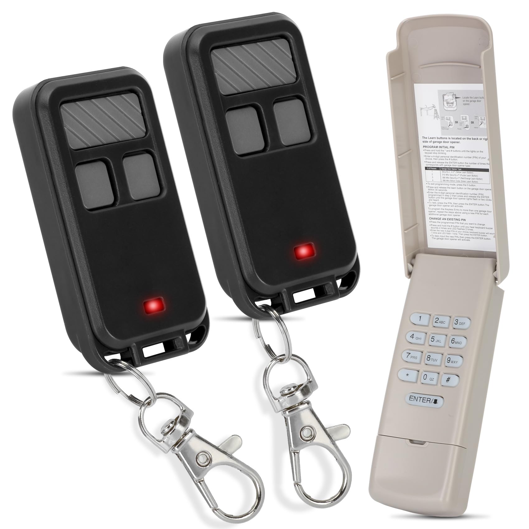 Aoibox -  890MAX Universal Wireless Keypad and Remote Control Set for Garage Door Openers with Pu...