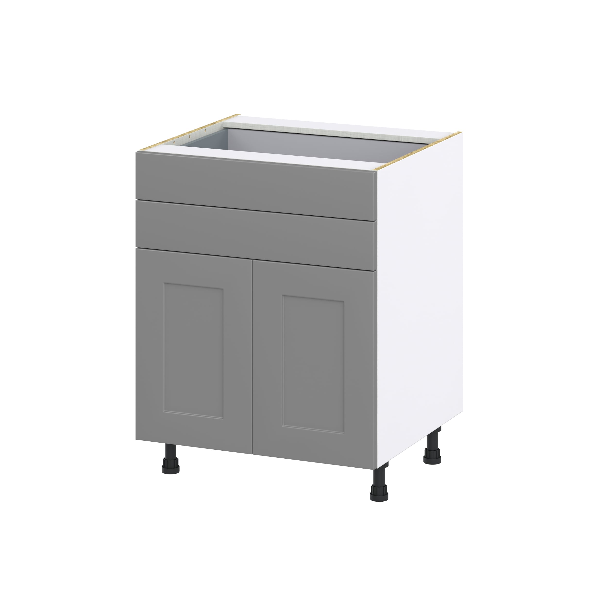 Hugo&Borg Beaumont 27-in W x 34.5-in H x 24-in D Slate Gray 2-Drawers Base Fully Assembled Cabinet (Recessed Panel Shaker Style)